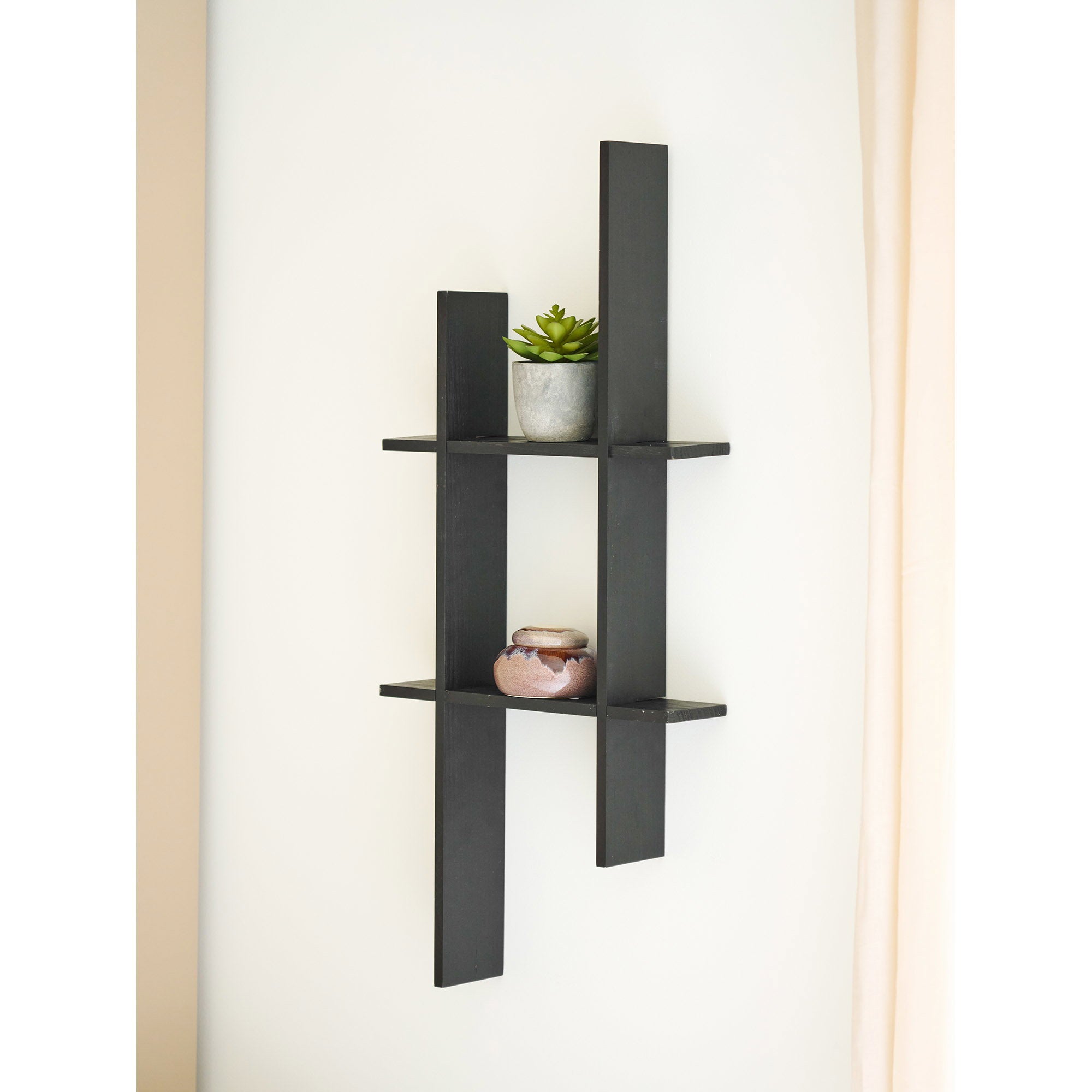Mostar Wandplank - Wandplank, grenen, zwart 86x10x38 cm