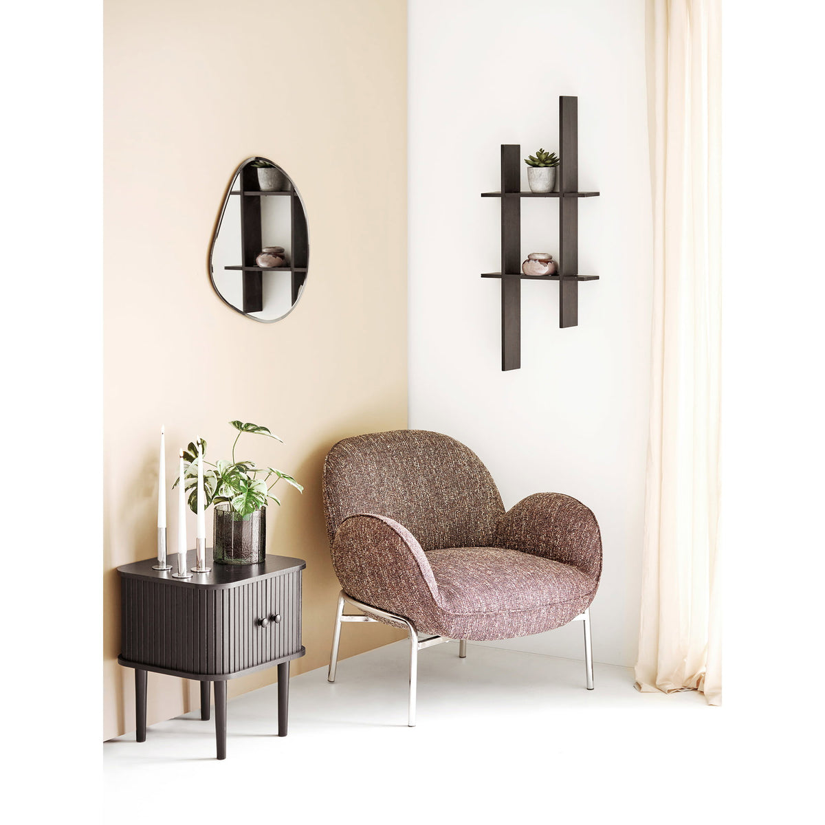 Mostar Wandplank - Wandplank, grenen, zwart 86x10x38 cm
