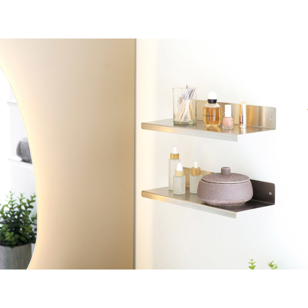 Nagoya Wandplank - Wandplank, van roestvrij staal, 15x40x8 cm