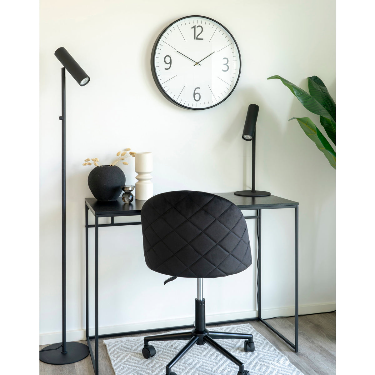 Biel Wandklok - Wandklok, zwart-wit, stil uurwerk ø51 cm