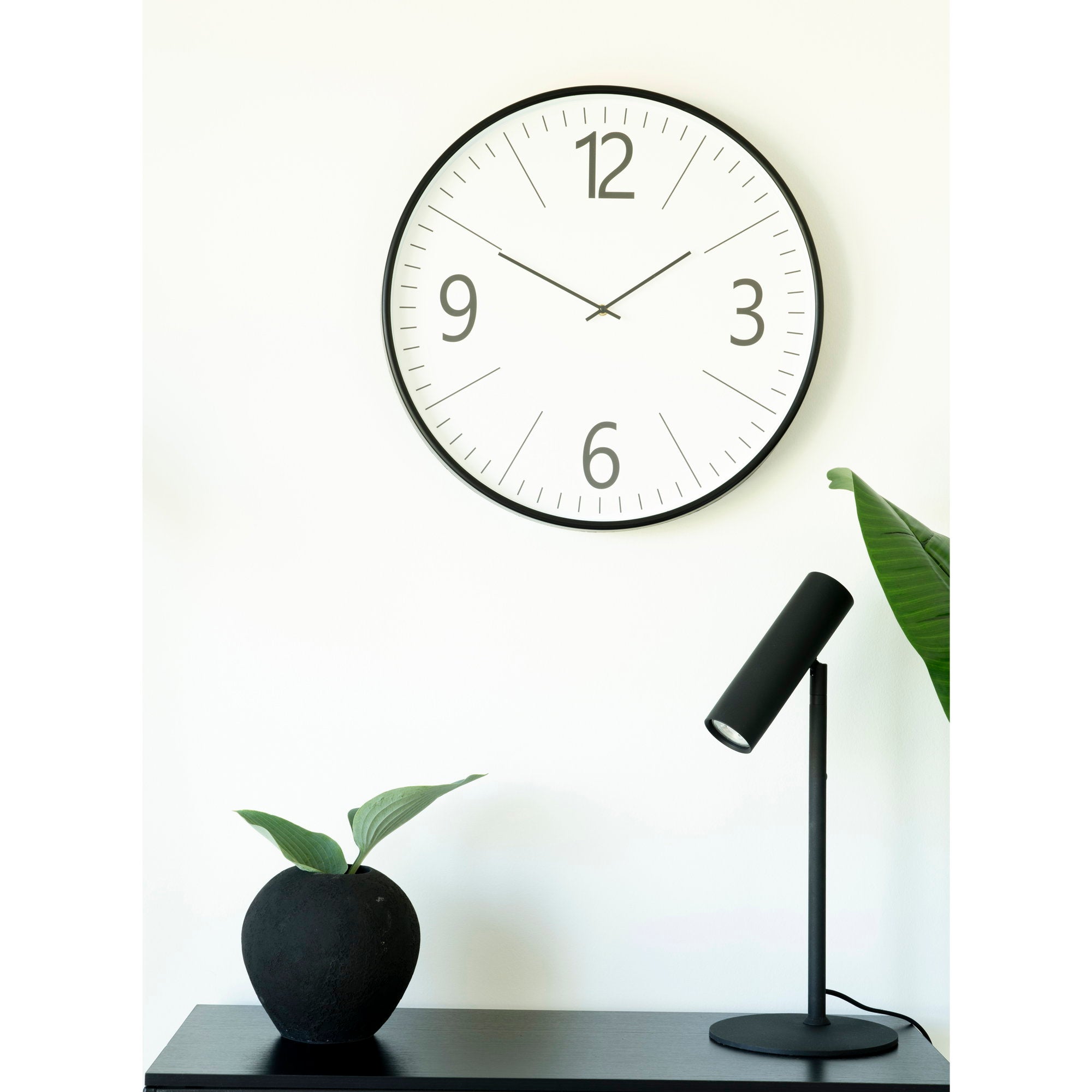 Biel Wandklok - Wandklok, zwart-wit, stil uurwerk ø51 cm