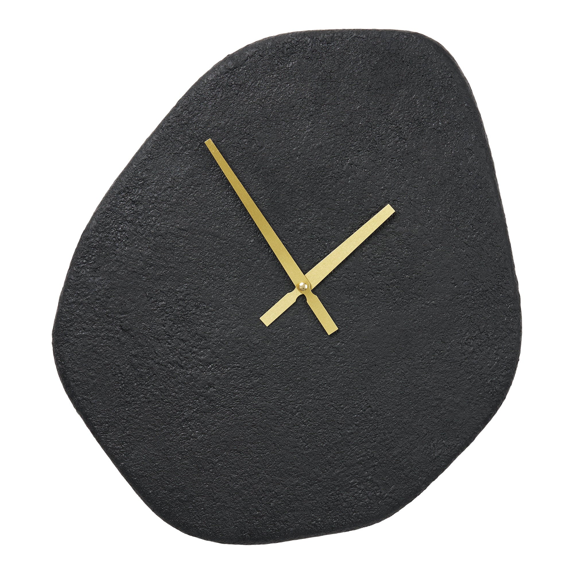 Vienna Wandklok - Wandklok, organische vorm, cement, zwart, geruisloos uurwerk 38x45 cm