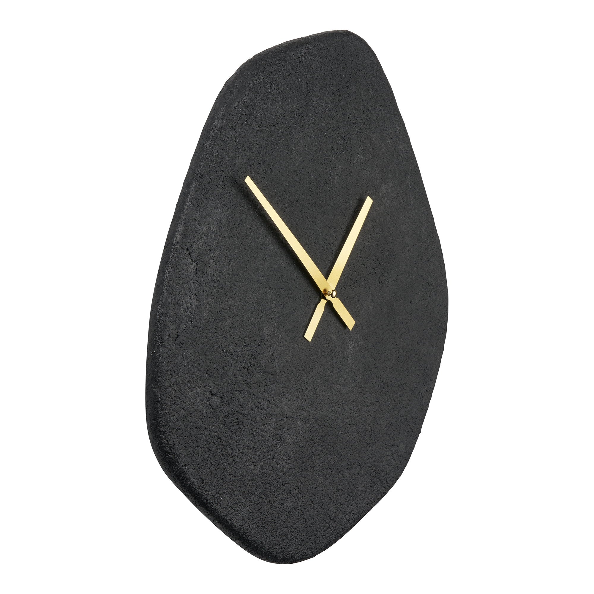 Vienna Wandklok - Wandklok, organische vorm, cement, zwart, geruisloos uurwerk 38x45 cm