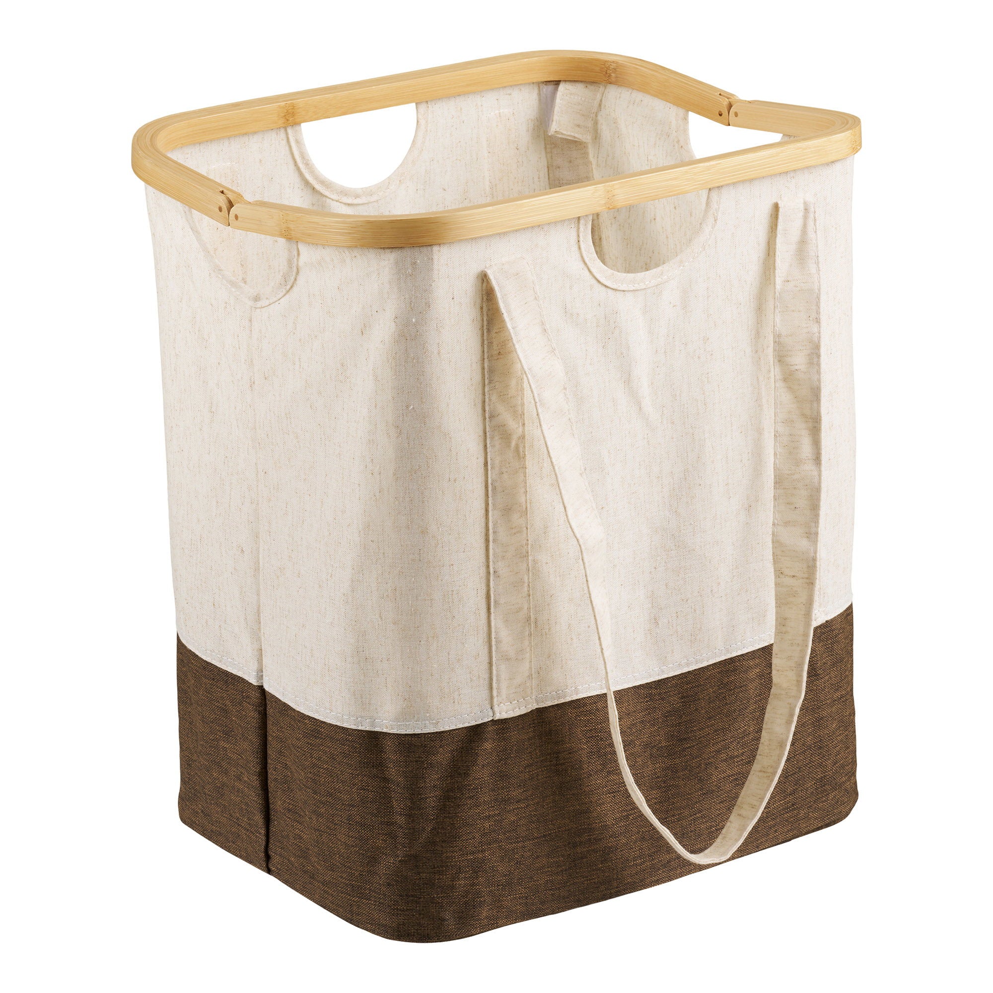 Noto Waszak - waszak, bamboe/textiel, off-white/bruin, 40x30x45 cm