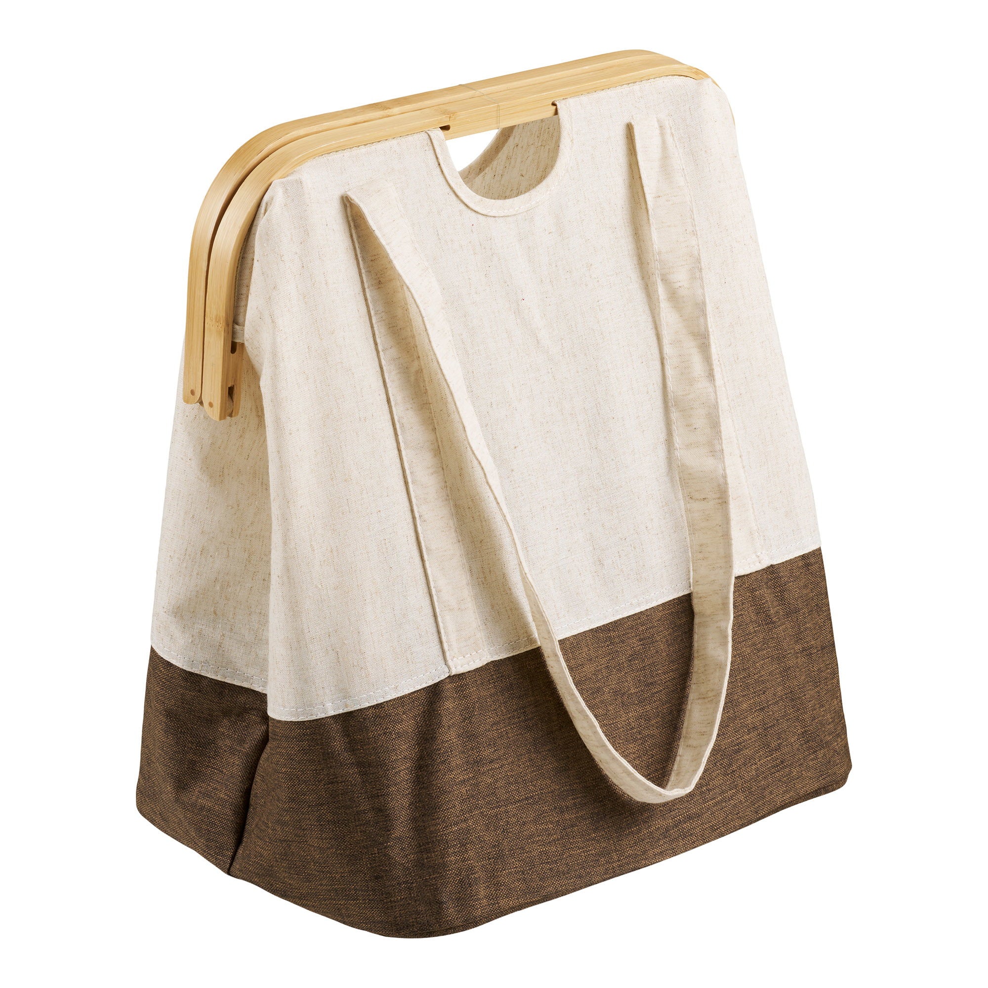 Noto Waszak - waszak, bamboe/textiel, off-white/bruin, 40x30x45 cm