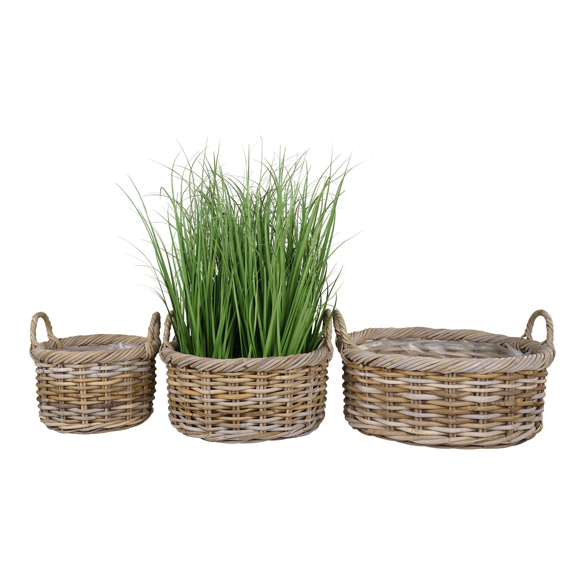 Kuta Baskets - Manden, kubu rattan, naturel set van 3