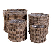 Bogor Baskets - Manden, kubu-rotan, naturel set van 4