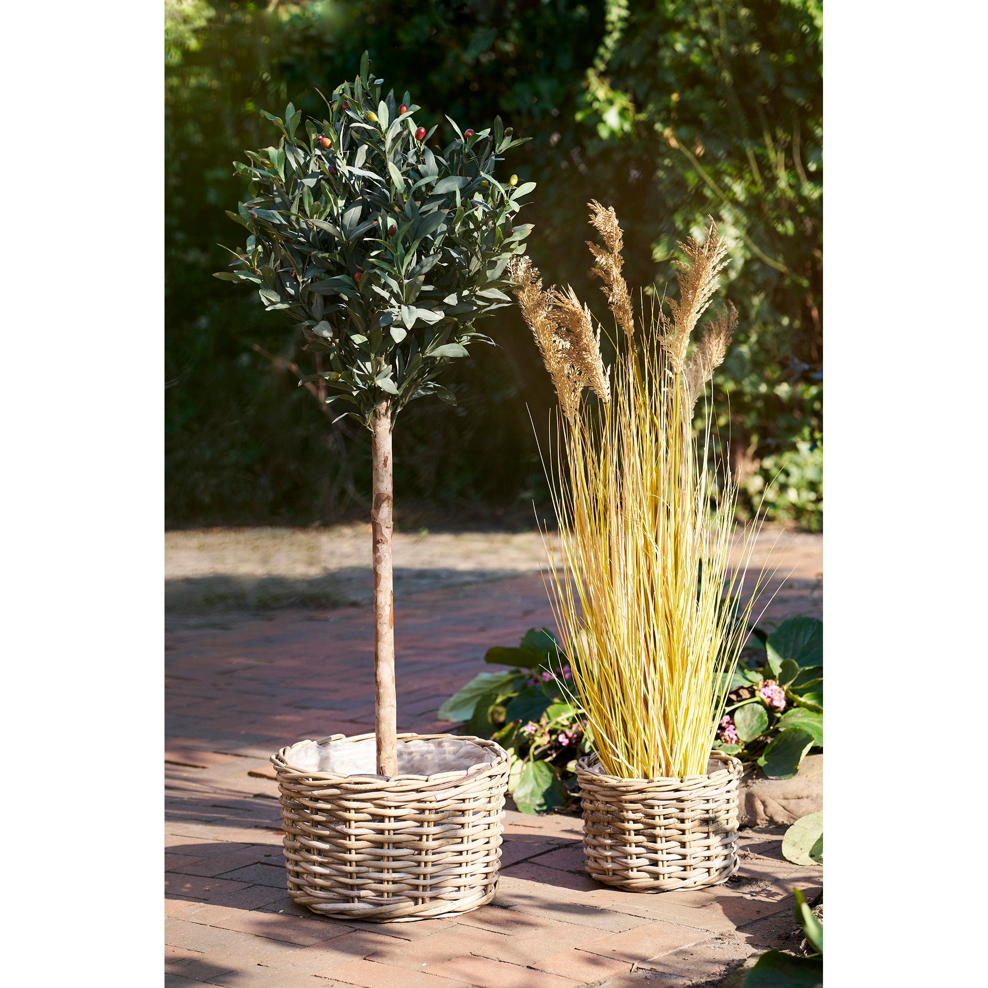 Kalak Baskets - Manden, kubu-rattan, naturel set van 2