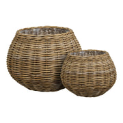 Melaka Mand - Mand, kubu-rotan, naturel, set van 2