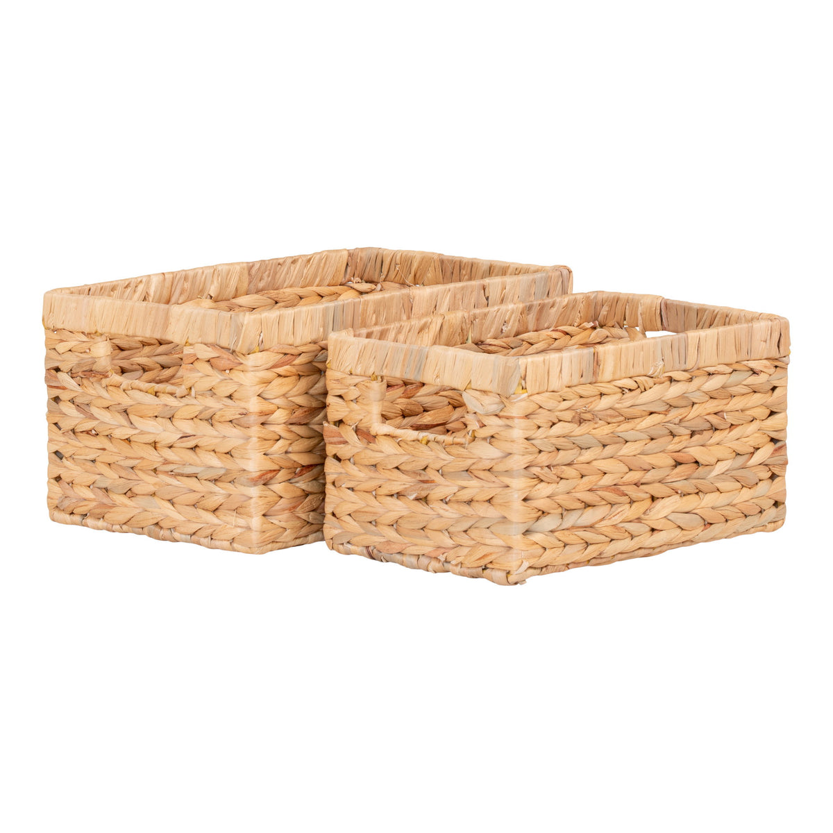 Passo Basket - Manden van waterhyacint, naturel, set van 2