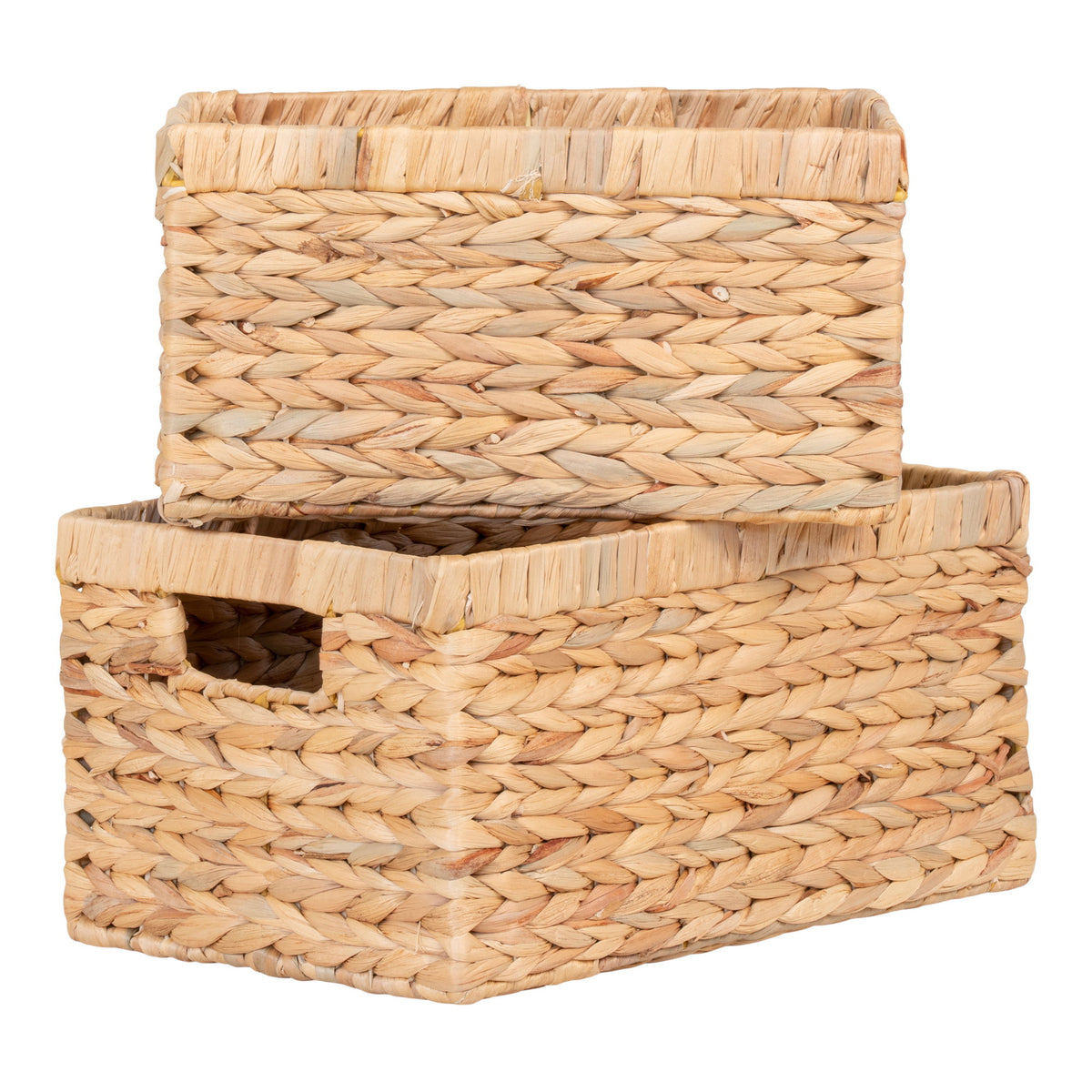 Passo Basket - Manden van waterhyacint, naturel, set van 2