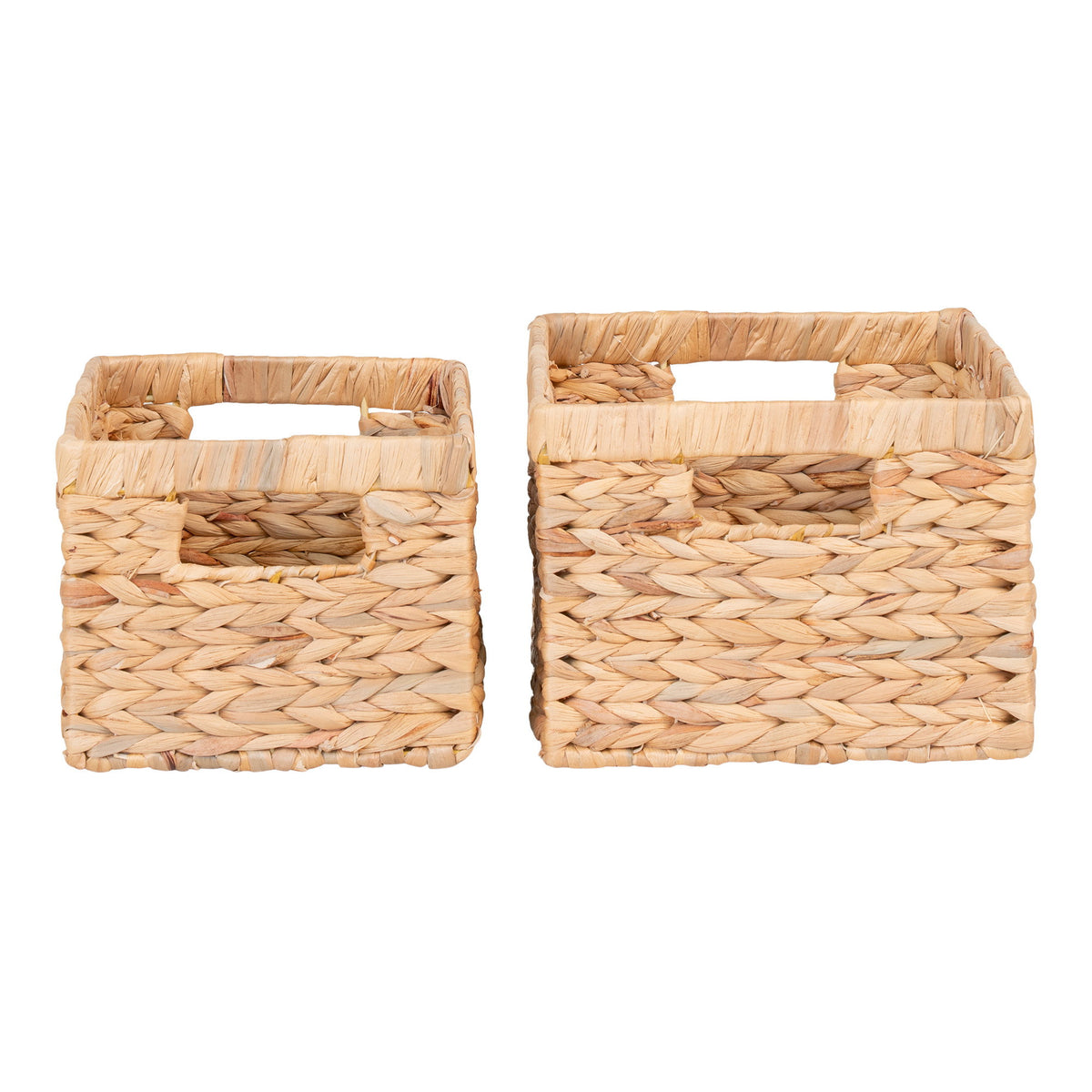 Passo Basket - Manden van waterhyacint, naturel, set van 2