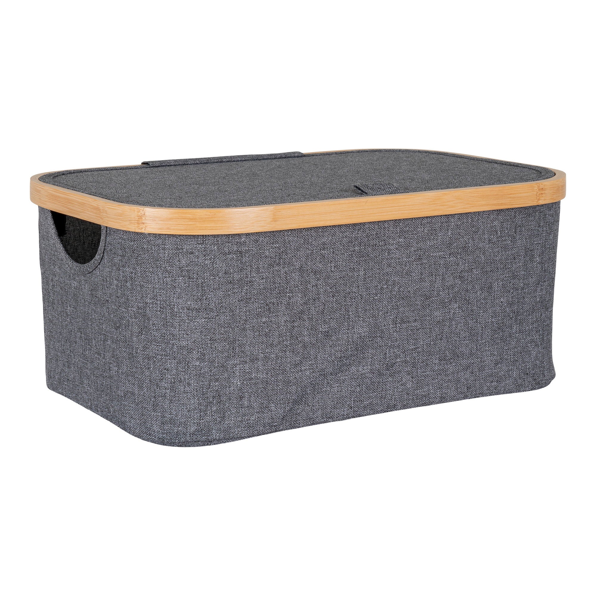 Noto Basket - Mand, bamboe/tekstiel, donkergrijs 38x26x16 cm