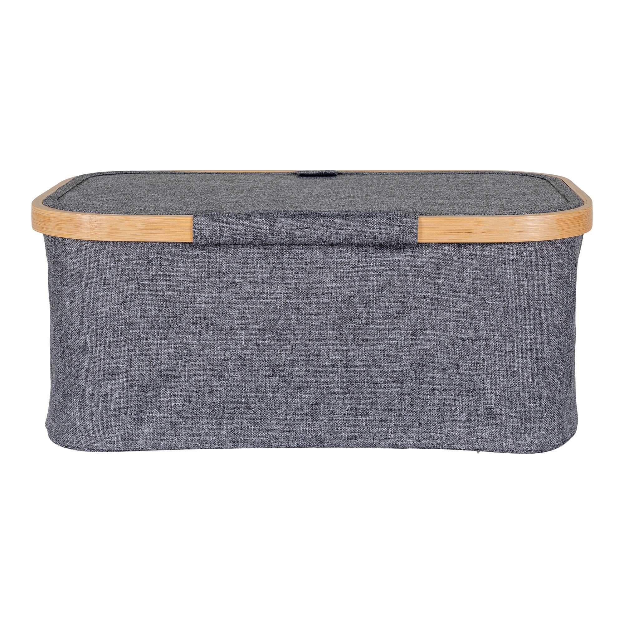 Noto Basket - Mand, bamboe/tekstiel, donkergrijs 38x26x16 cm