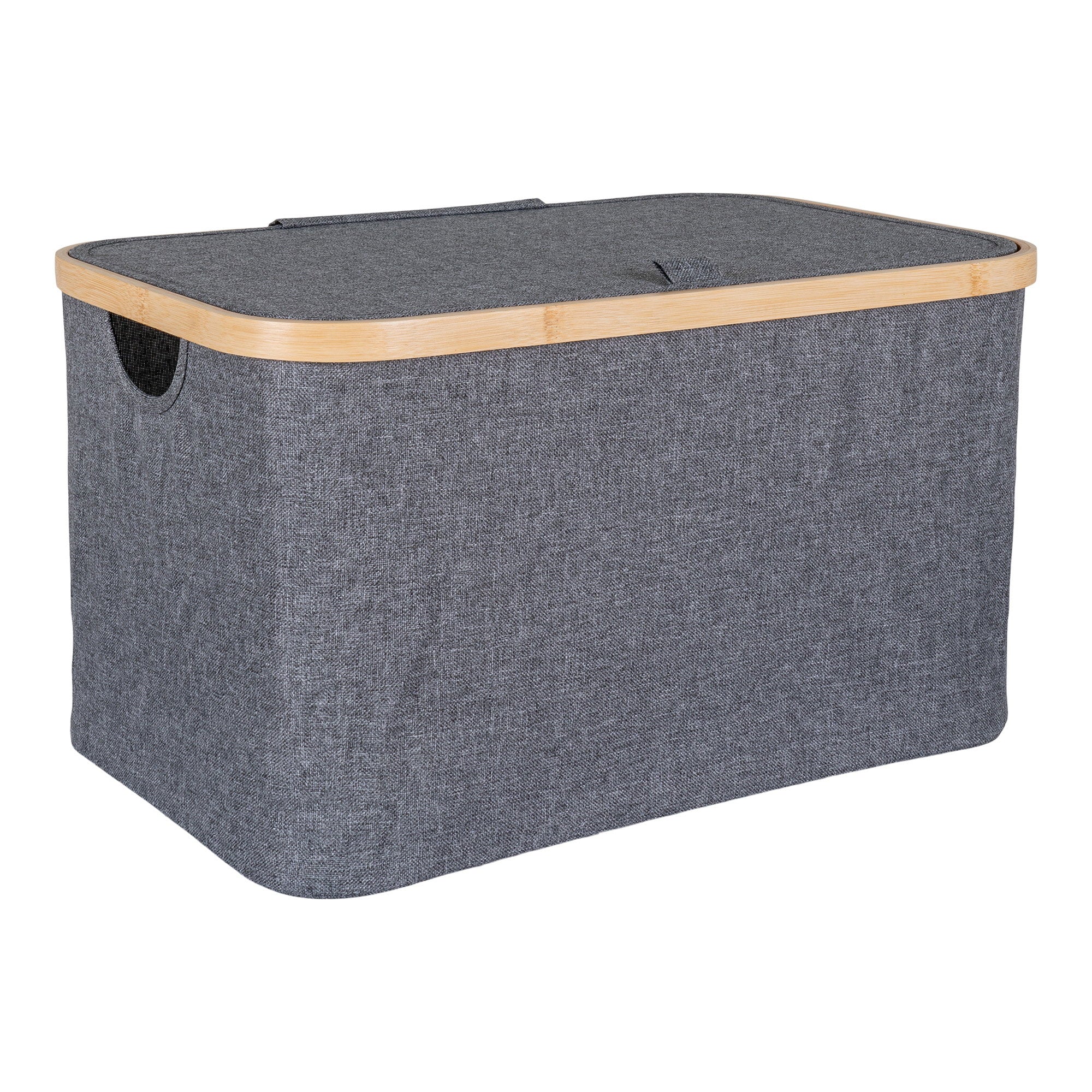 Noto Basket - Mand, bamboe/textiel, donkergrijs 30x45x25 cm