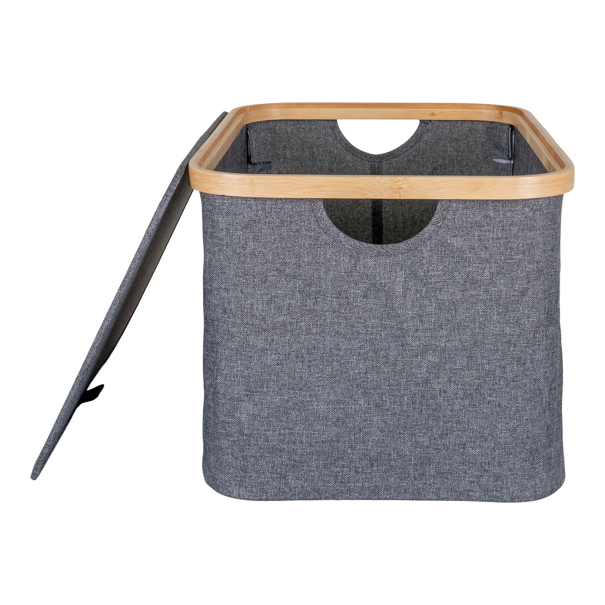 Noto Basket - Mand, bamboe/textiel, donkergrijs 30x45x25 cm