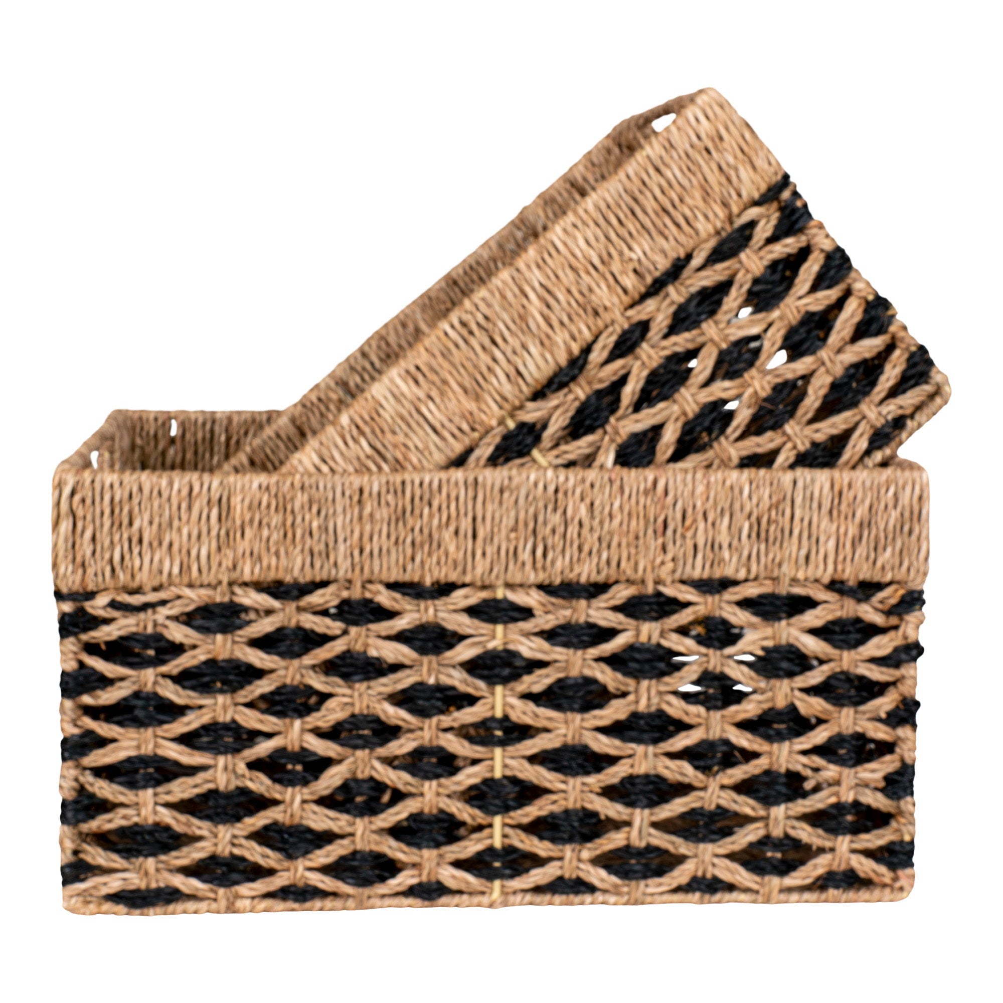 Salar Baskets - Manden van zeegras, zwart/naturel, set van 2