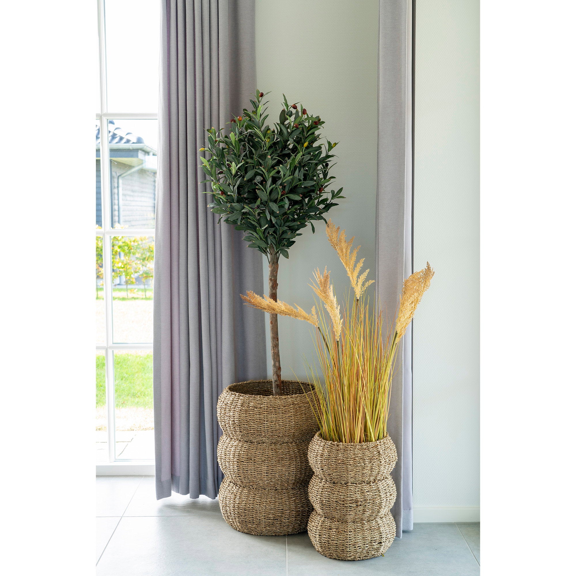 Sarbas Baskets - Manden, zeegras, naturel, set van 2