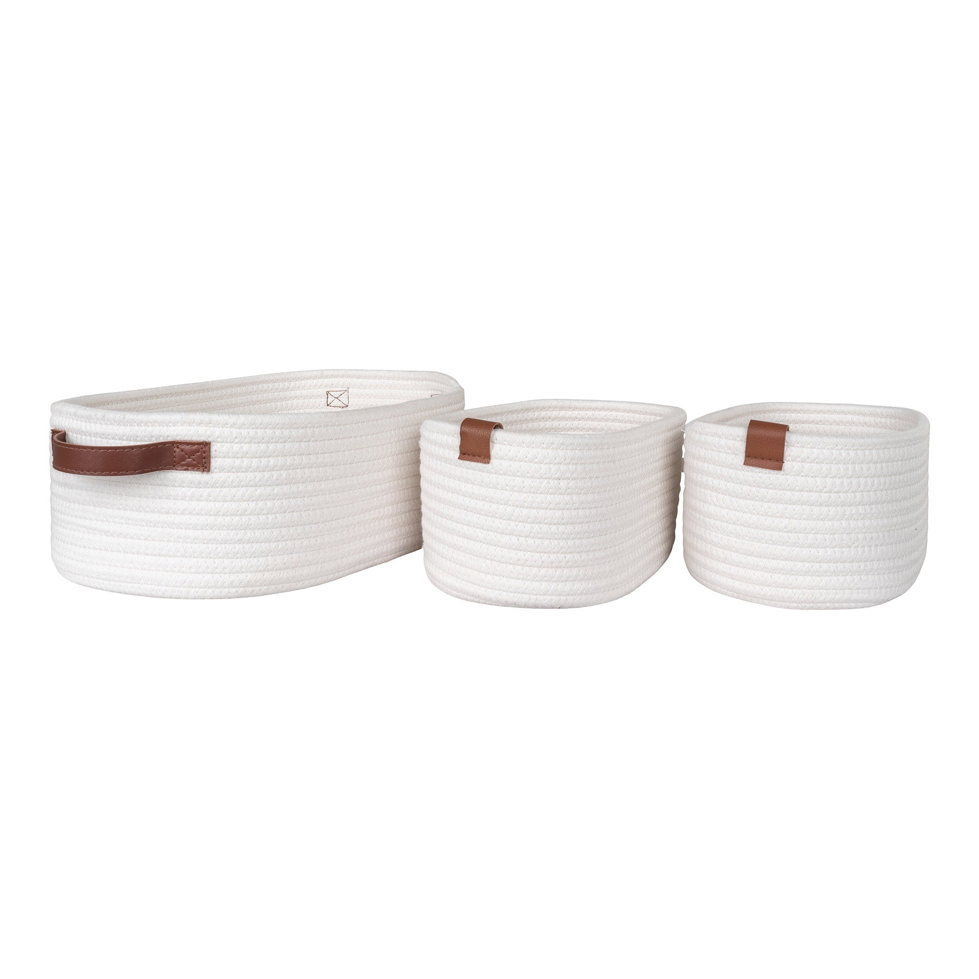 Jarana Baskets - manden van katoen, wit, set van 3