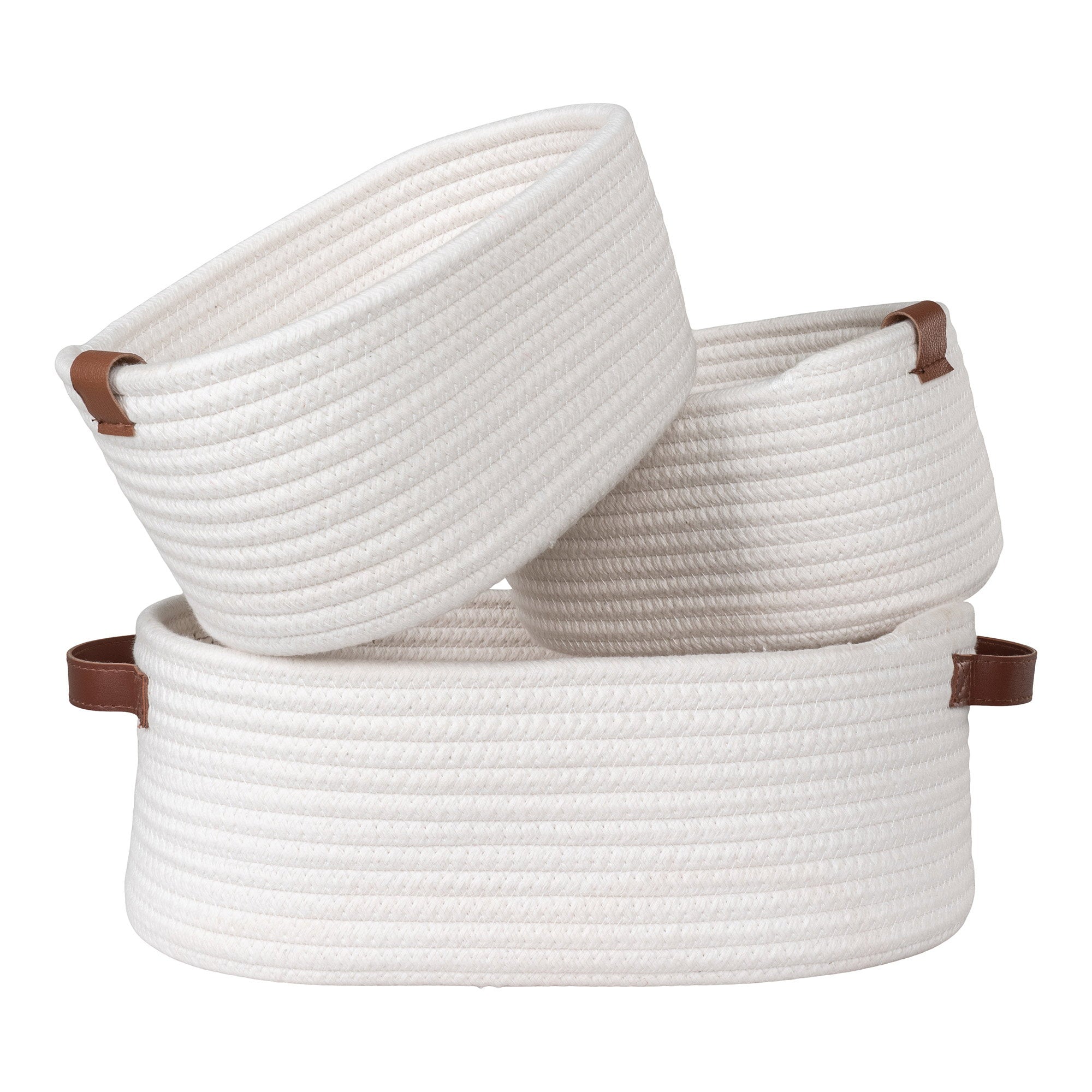 Jarana Baskets - manden van katoen, wit, set van 3