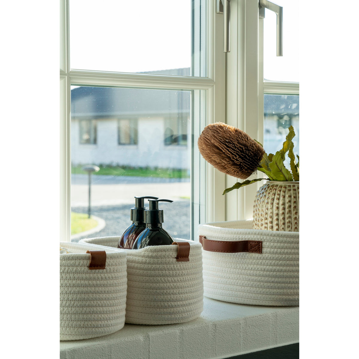 Jarana Baskets - manden van katoen, wit, set van 3