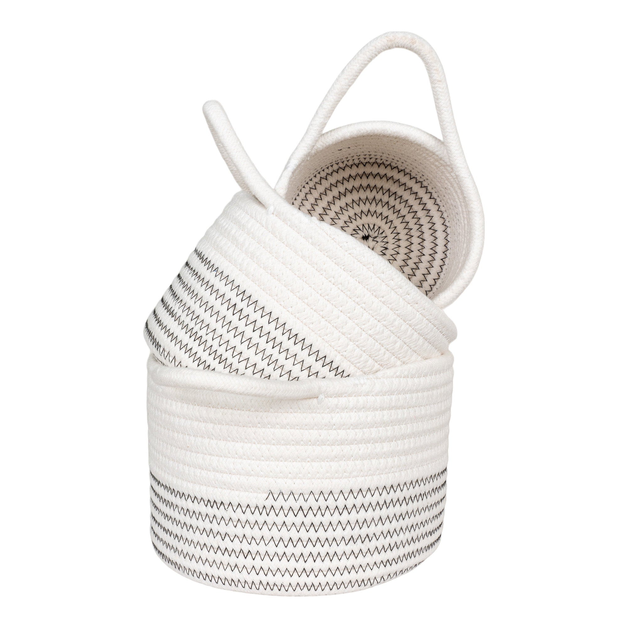 Algar Baskets - Manden, katoen, wit/grijs, set van 3