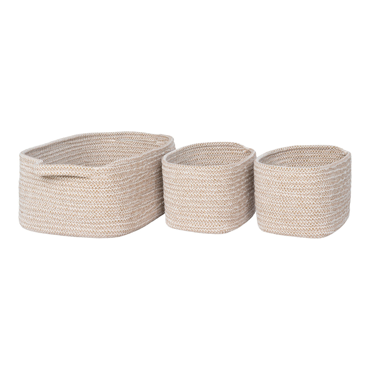 Teixo Baskets - Manden, katoen, beige, set van 3