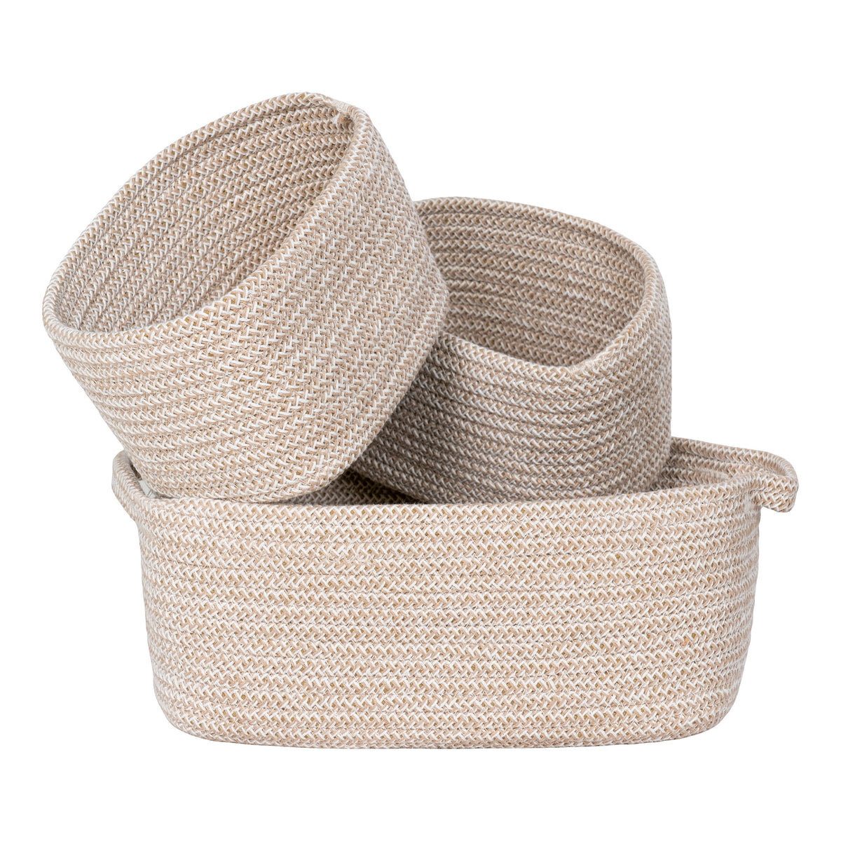 Teixo Baskets - Manden, katoen, beige, set van 3