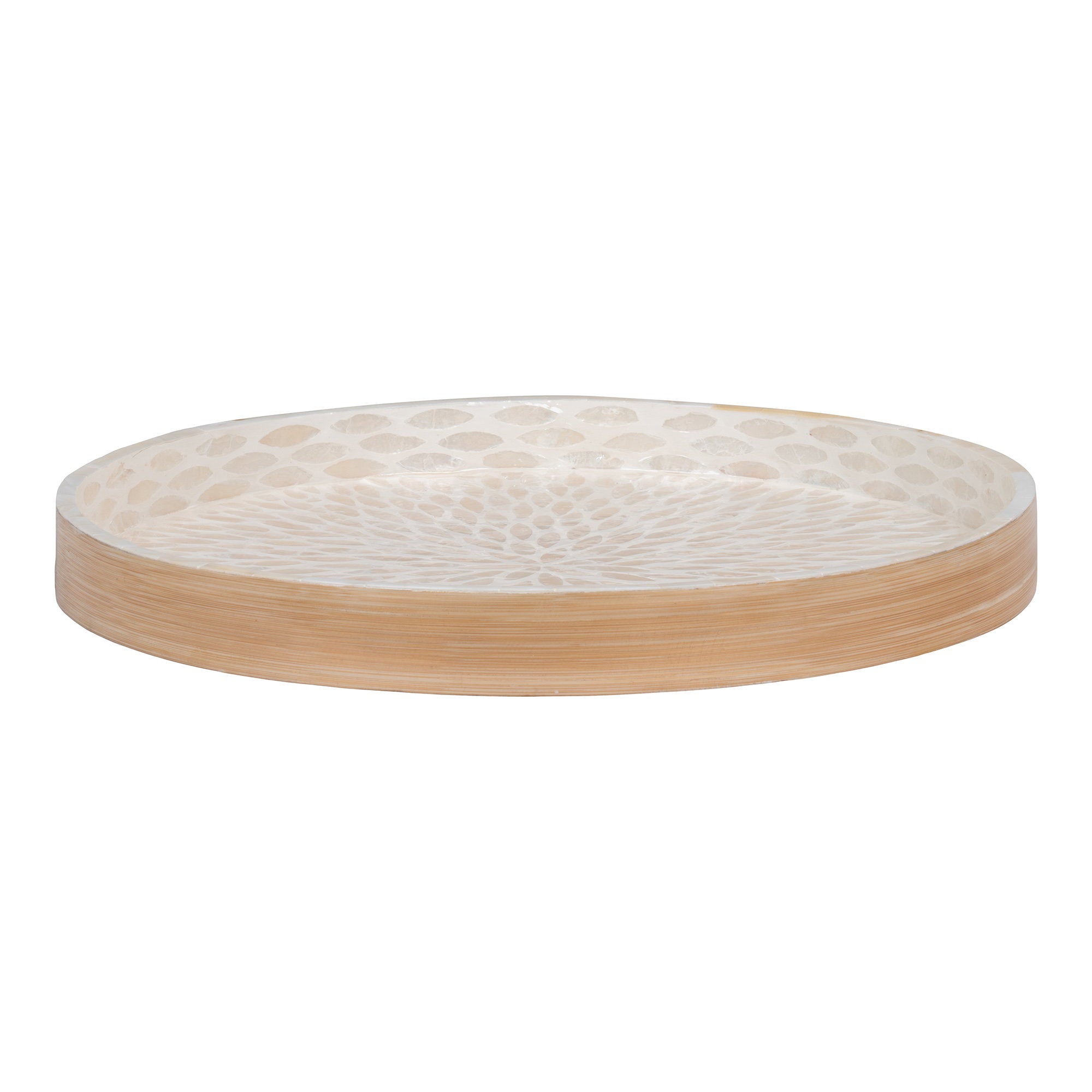 Dienblad - bamboe / capiz, beige 40x40x3,5 cm