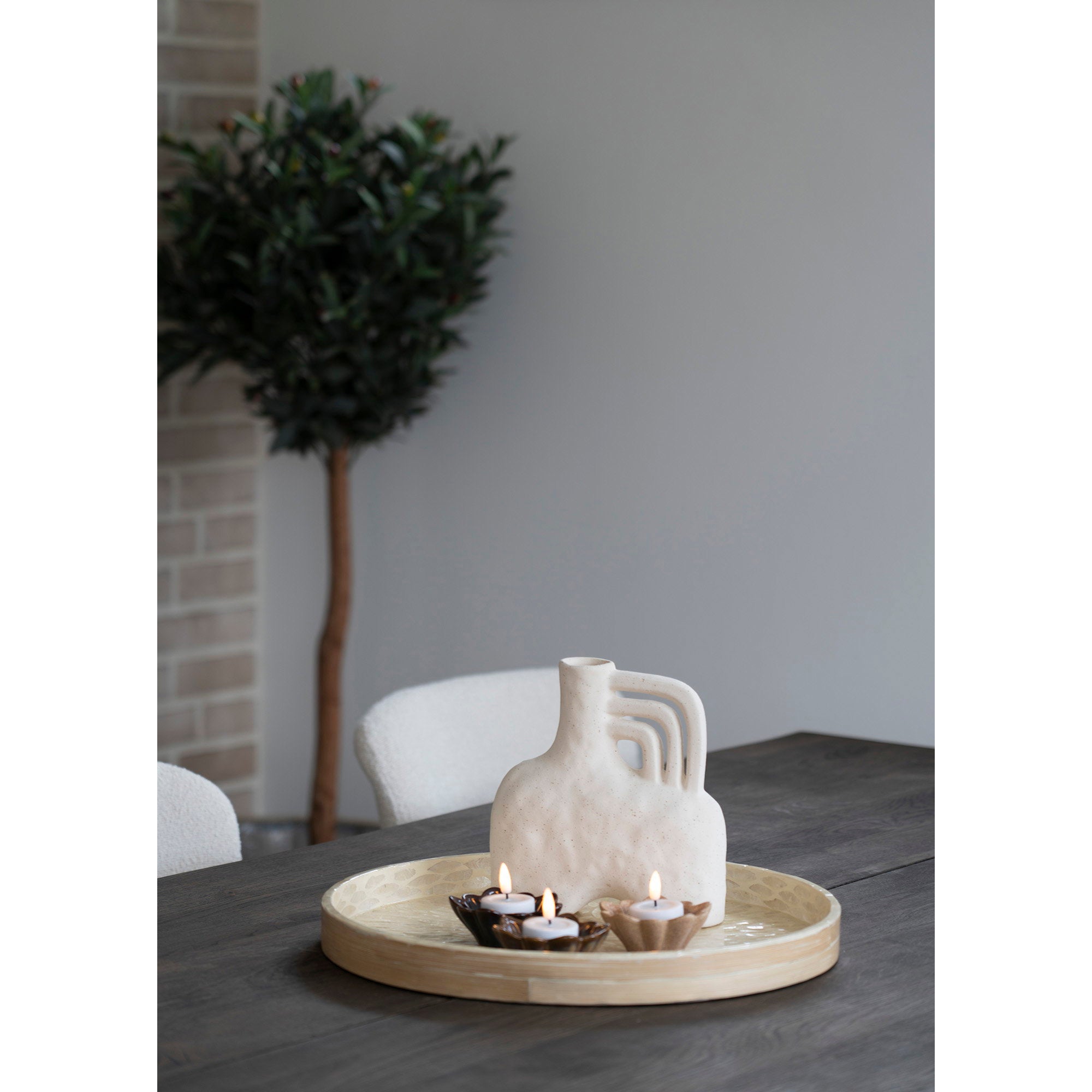 Dienblad - bamboe / capiz, beige 40x40x3,5 cm