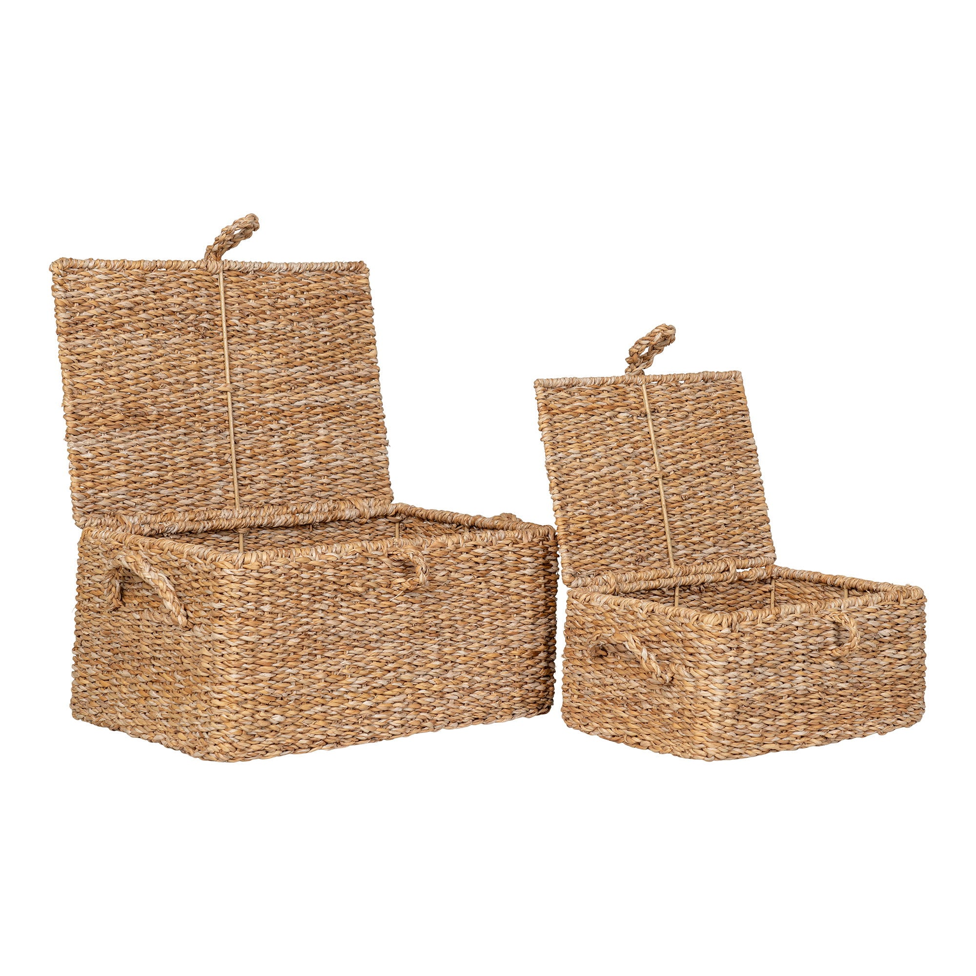Bogra Baskets - Manden, zeegras/metaal, naturel set van 2