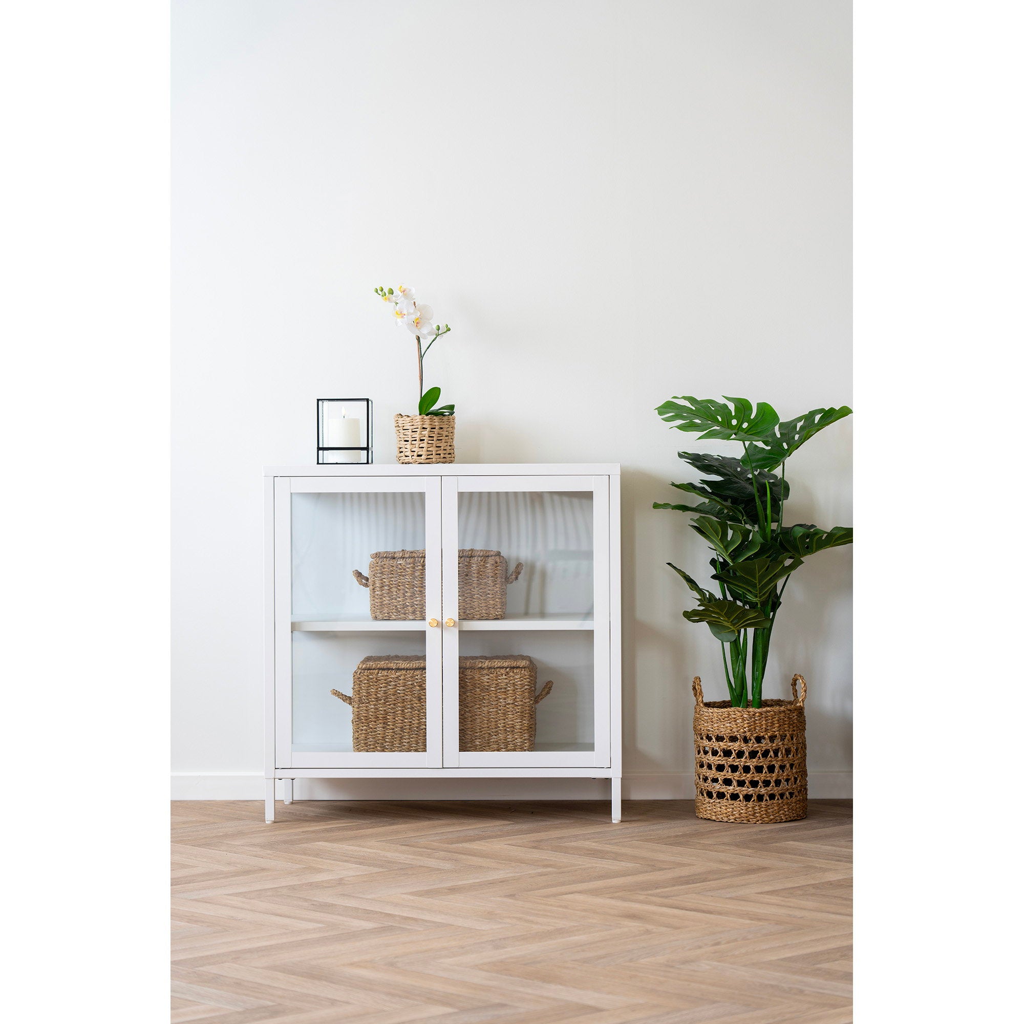 Bogra Baskets - Manden, zeegras/metaal, naturel set van 2
