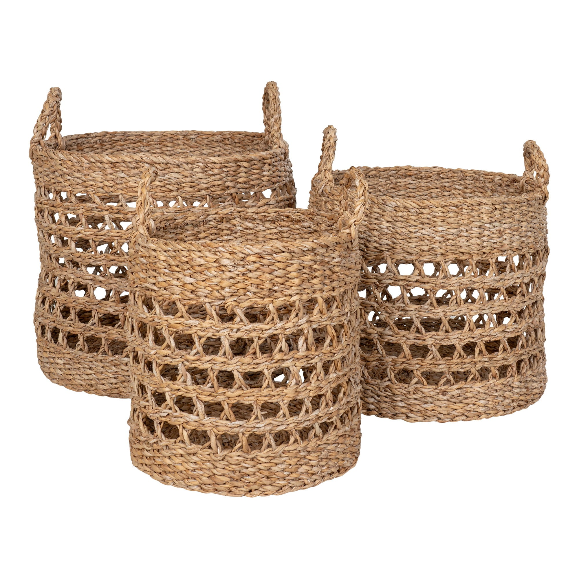 Balok Baskets - Manden van zeegras, naturel, set van 3