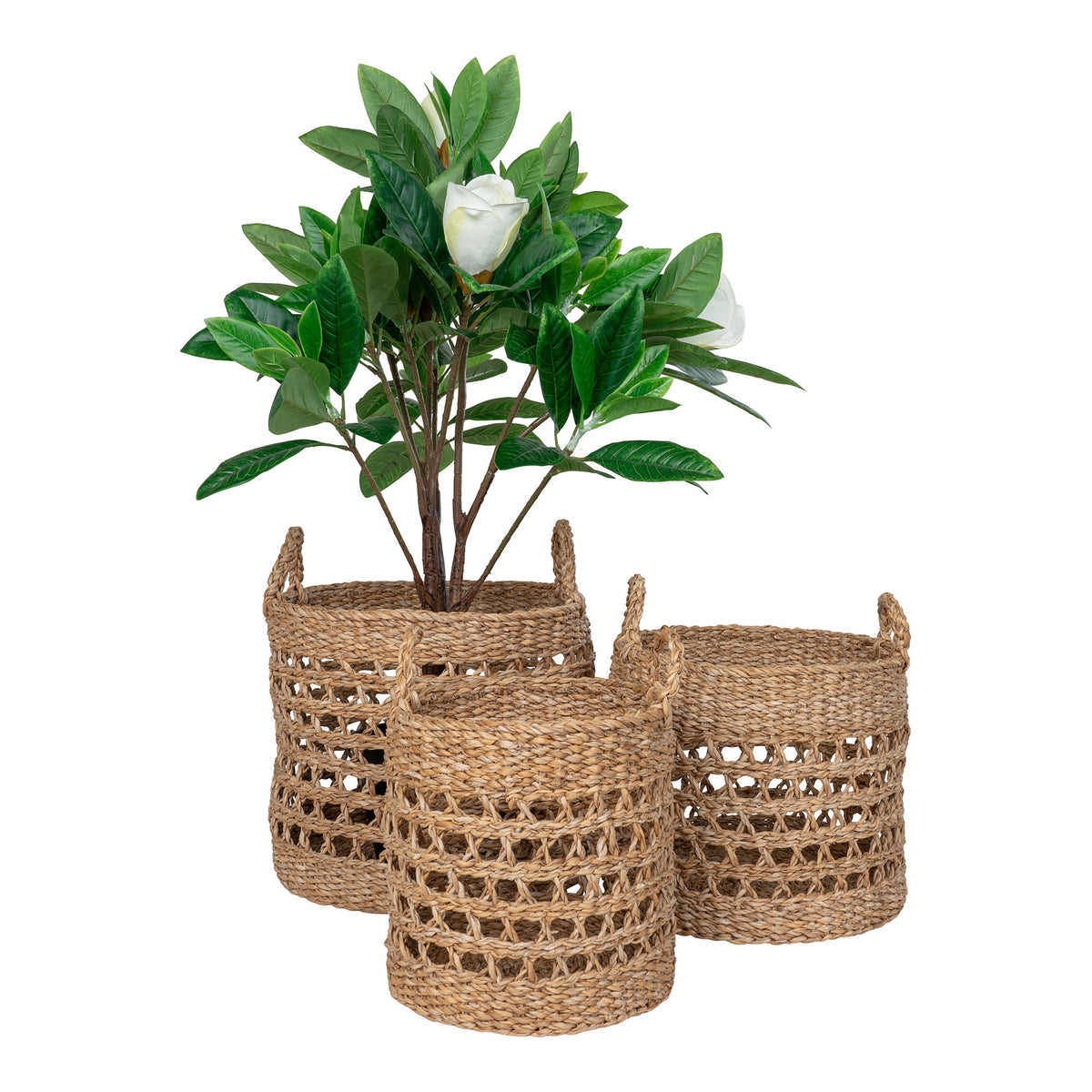Balok Baskets - Manden van zeegras, naturel, set van 3