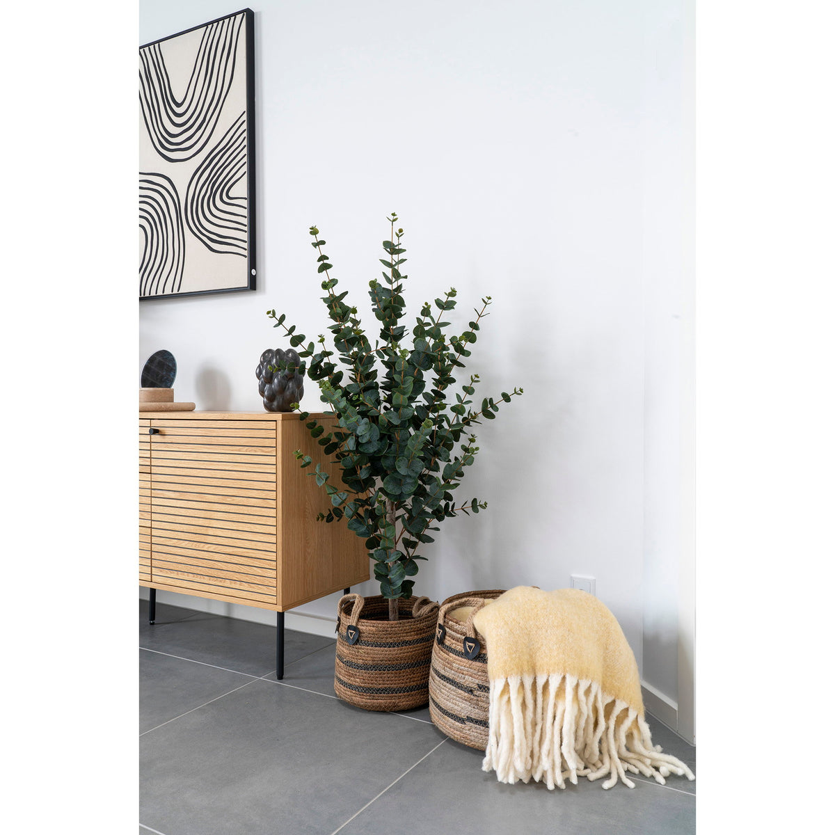 Erba Baskets - Manden, bananenblad, naturel set van 2