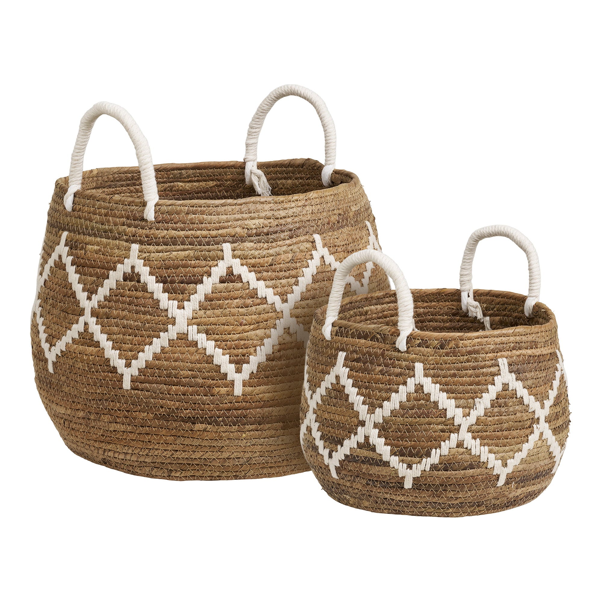 Altea Baskets - Manden, bananenblad, naturel/gebroken wit set van 2
