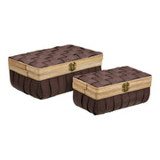 Medan Baskets - manden, houtlook, bruin, set van 2