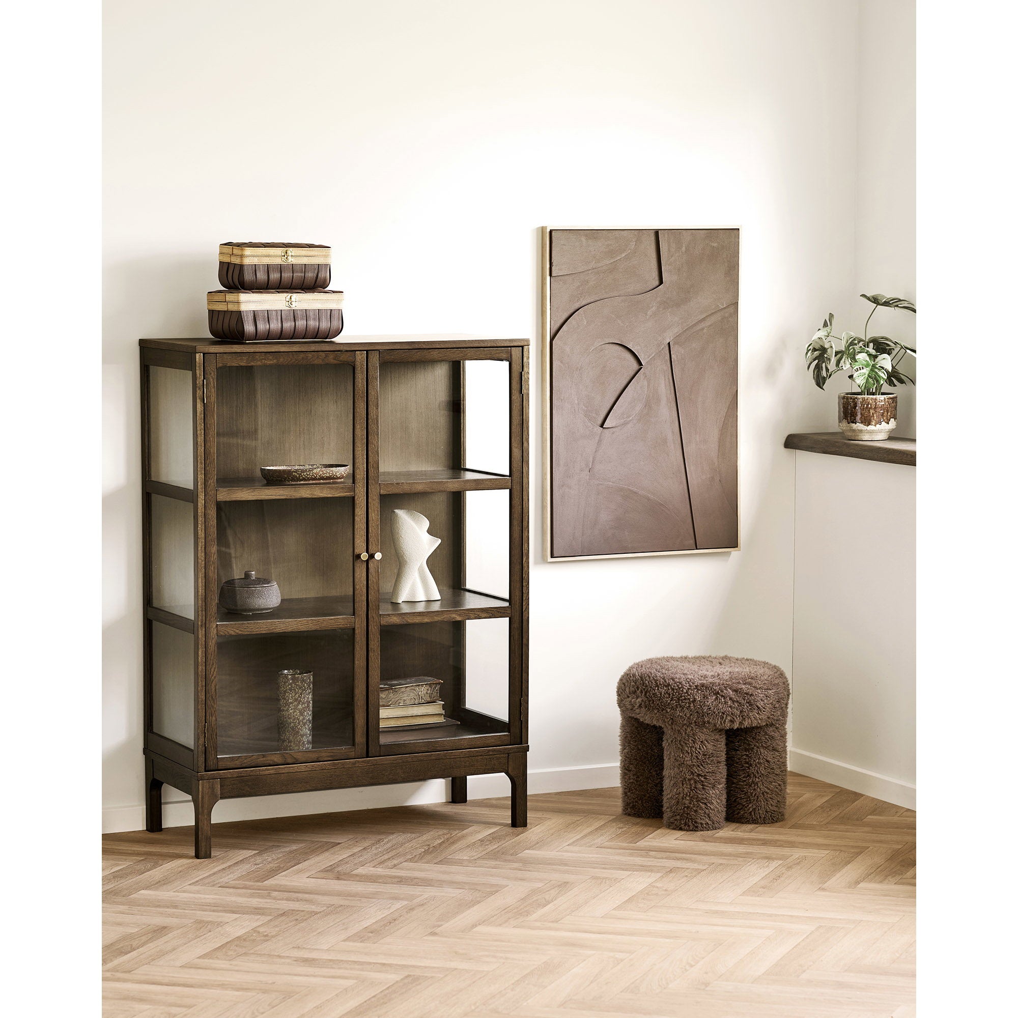 Medan Baskets - manden, houtlook, bruin, set van 2