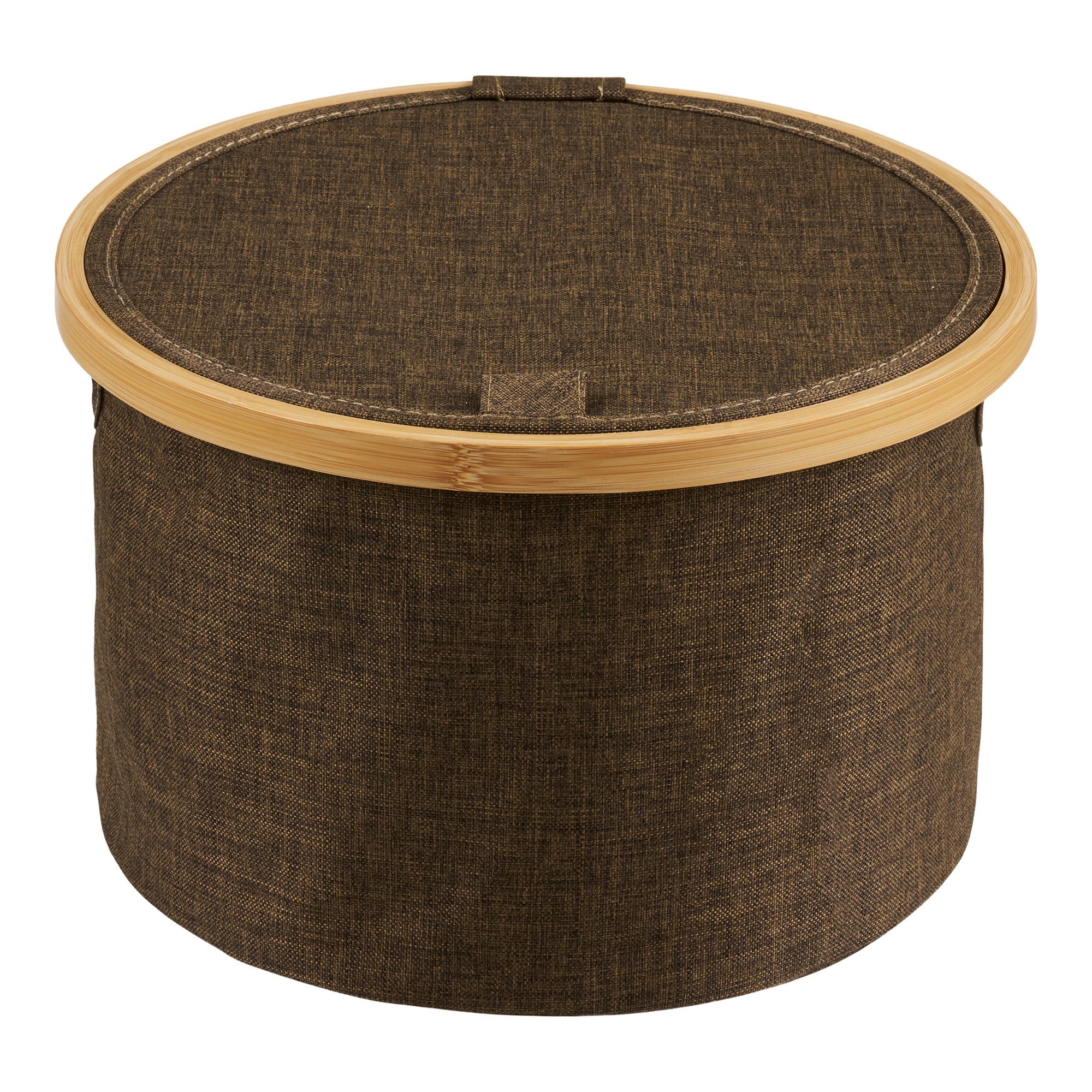 Noto Basket - Mand, rond, bamboe/textiel, bruin, ø30x20 cm