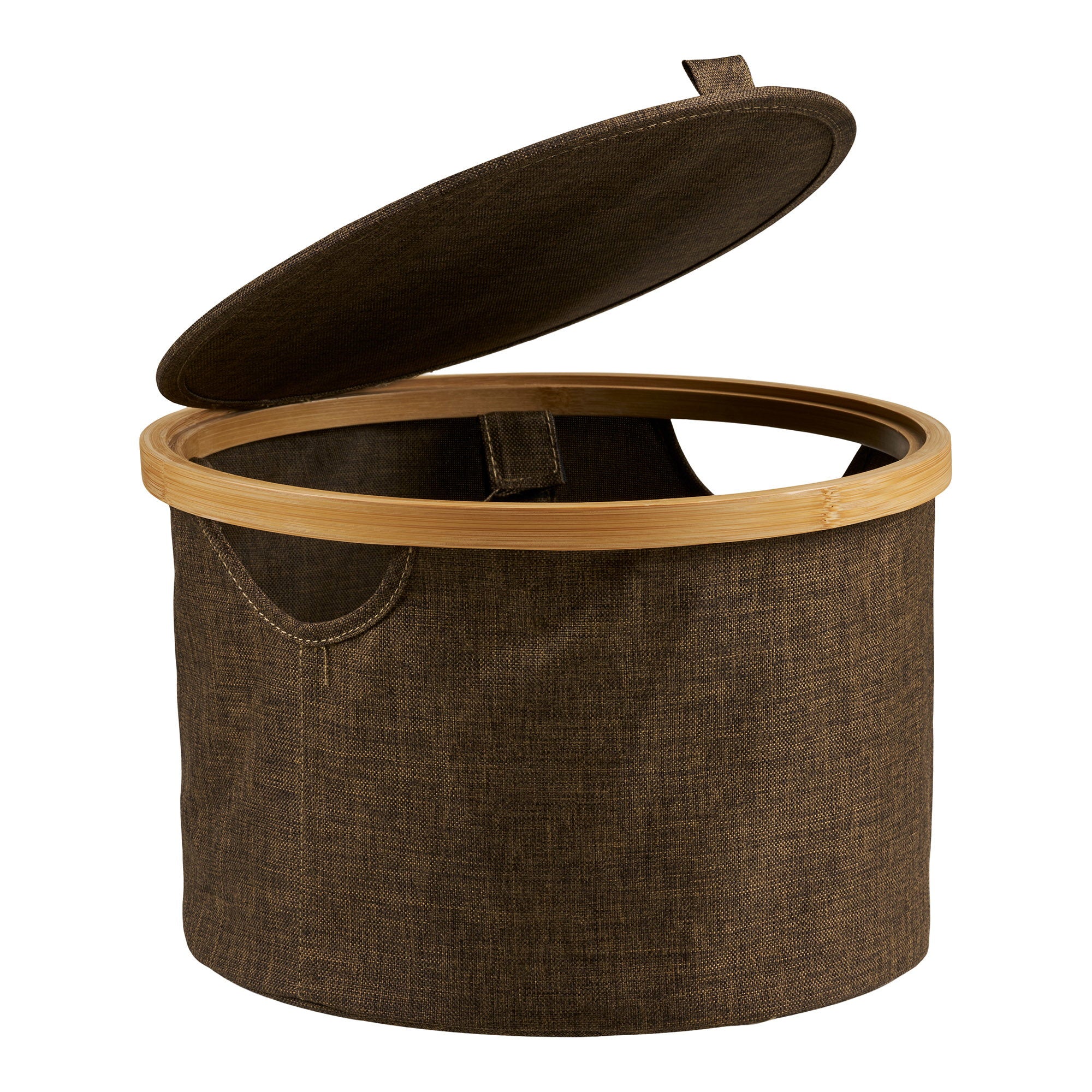 Noto Basket - Mand, rond, bamboe/textiel, bruin, ø30x20 cm