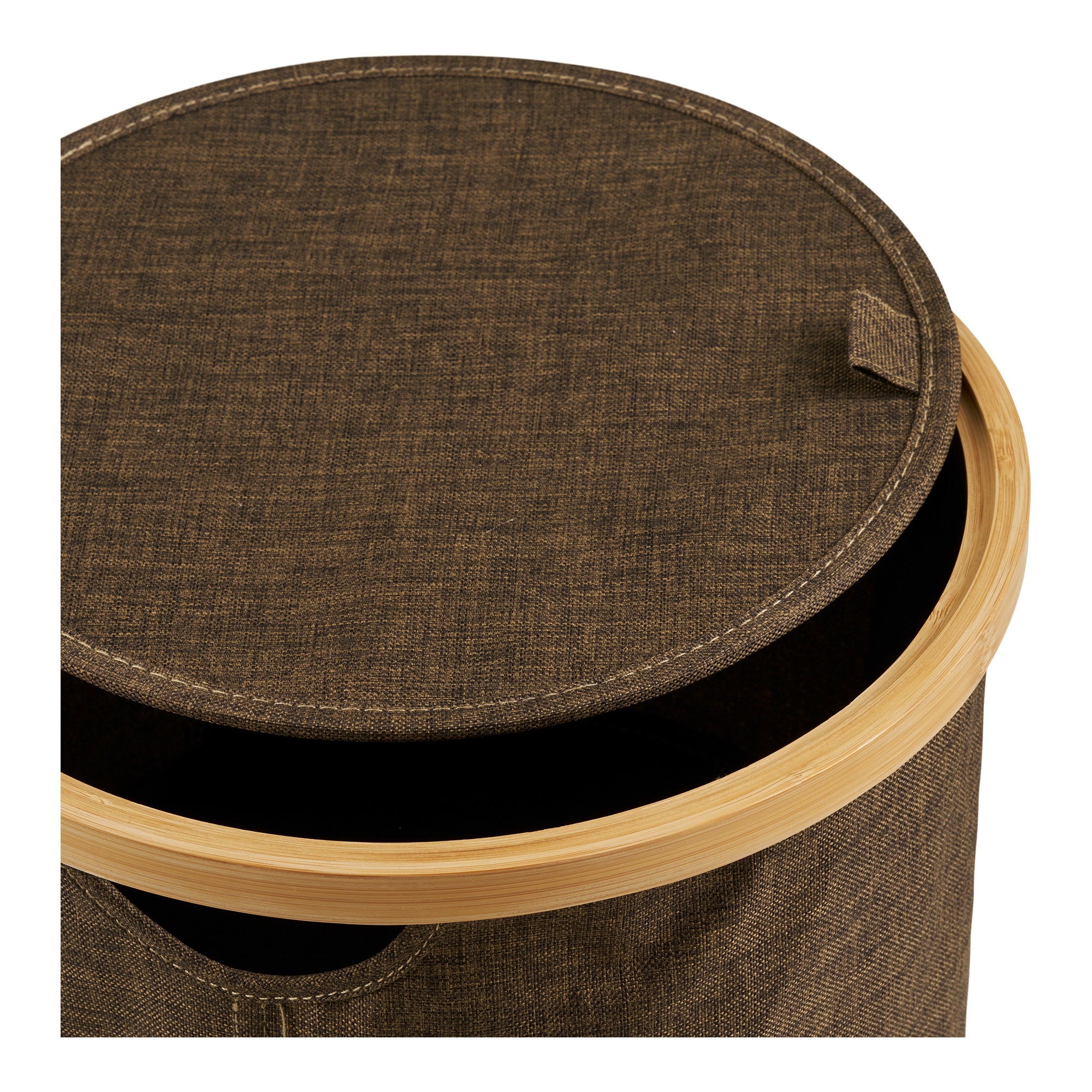 Noto Basket - Mand, rond, bamboe/textiel, bruin, ø30x20 cm