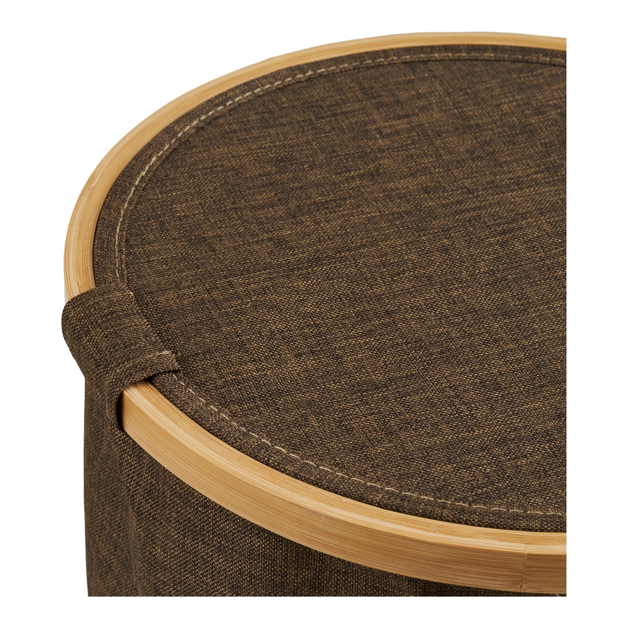 Noto Basket - Mand, rond, bamboe/textiel, bruin, ø30x20 cm