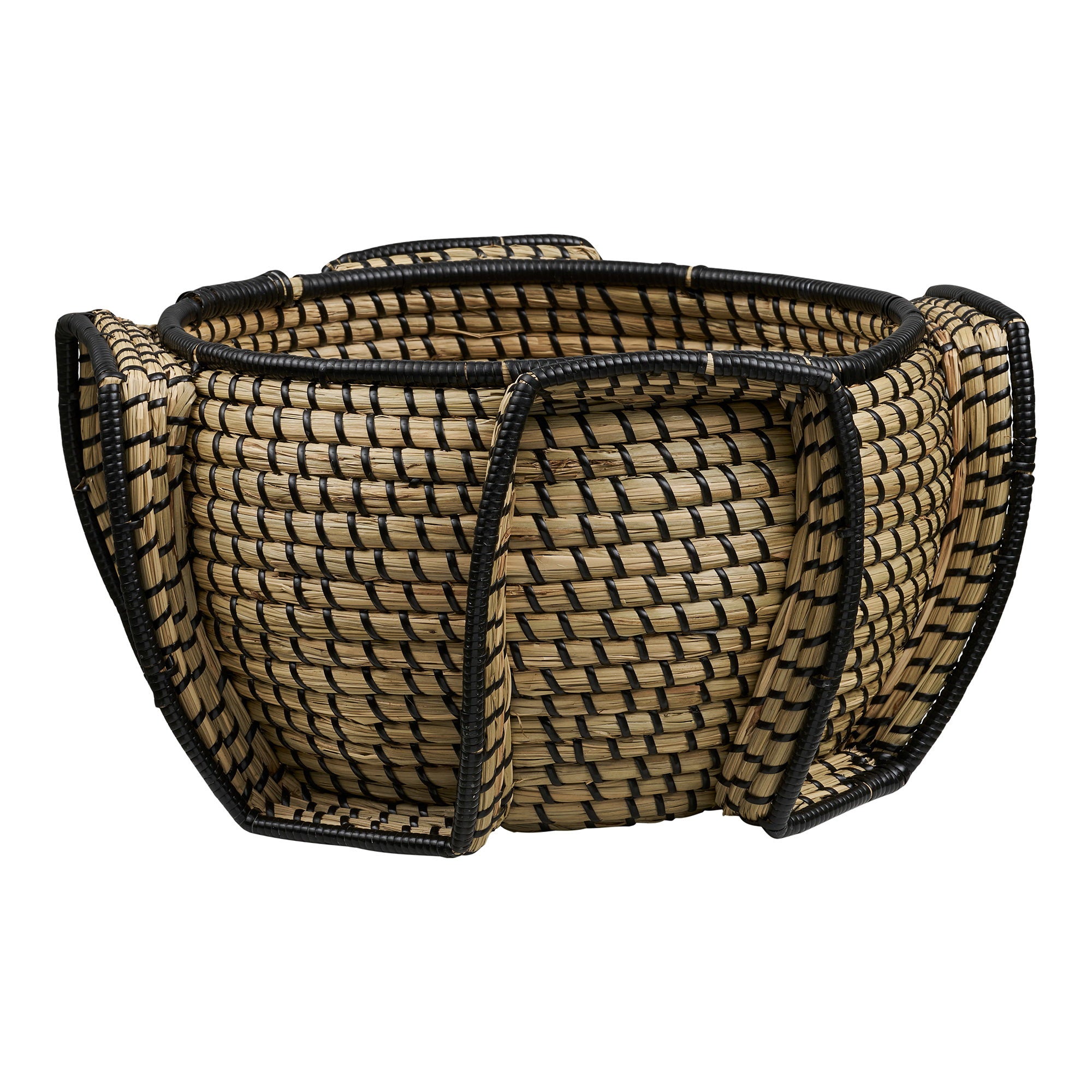 Medan Basket - Mand, zeegras, naturel/zwart, ø33x20 cm