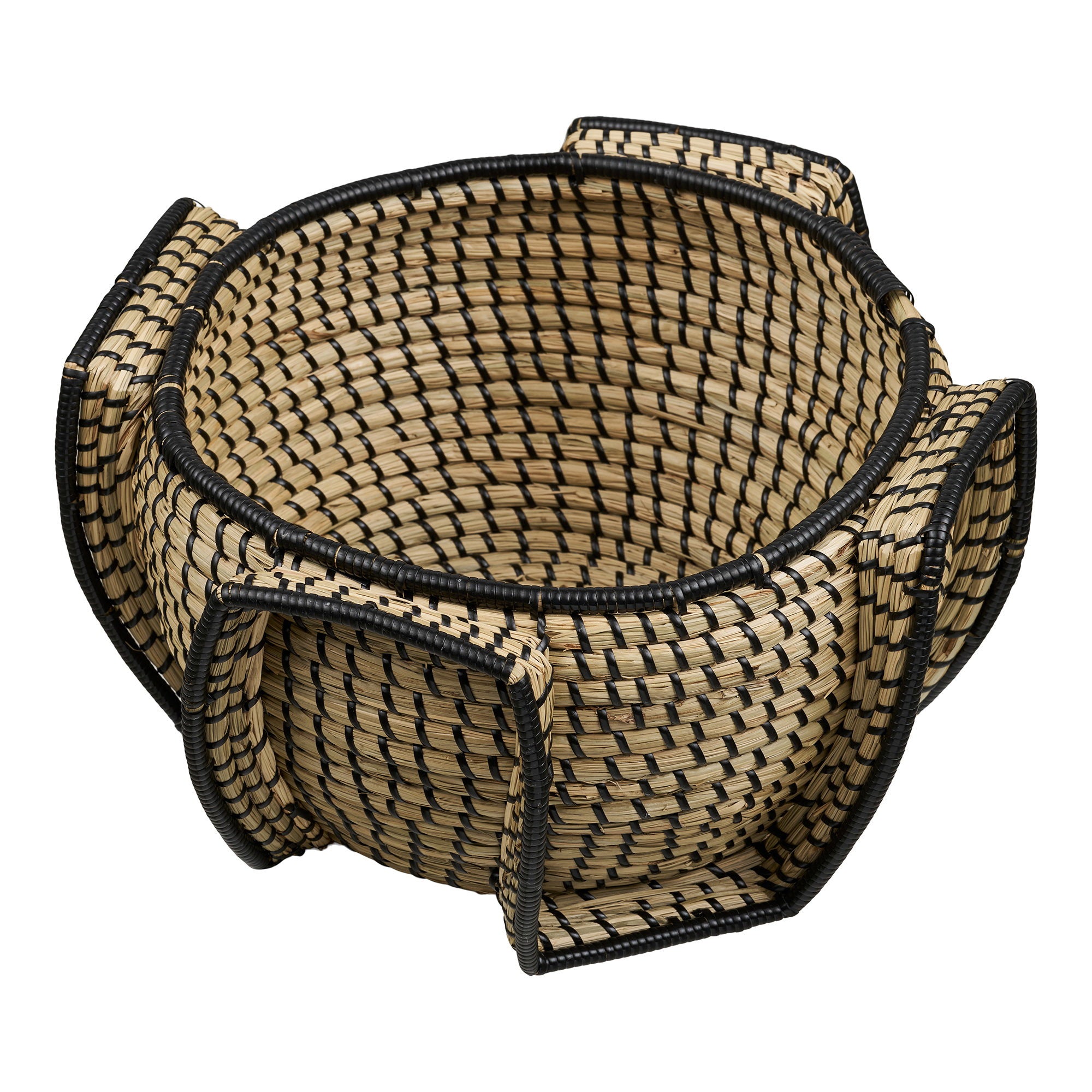 Medan Basket - Mand, zeegras, naturel/zwart, ø33x20 cm