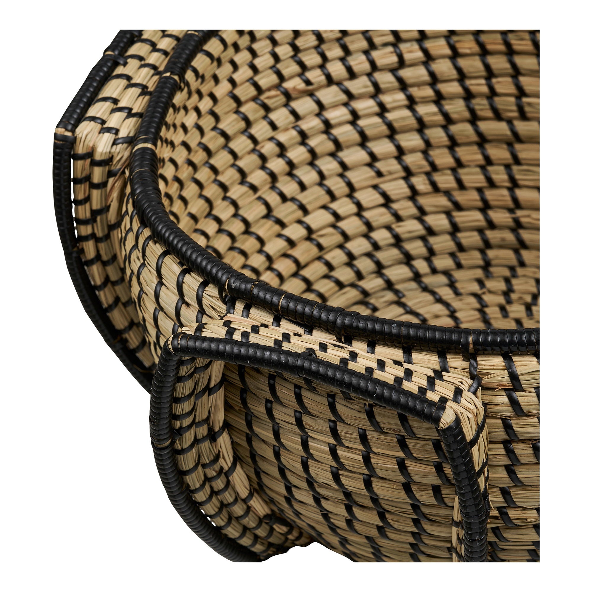Medan Basket - Mand, zeegras, naturel/zwart, ø33x20 cm