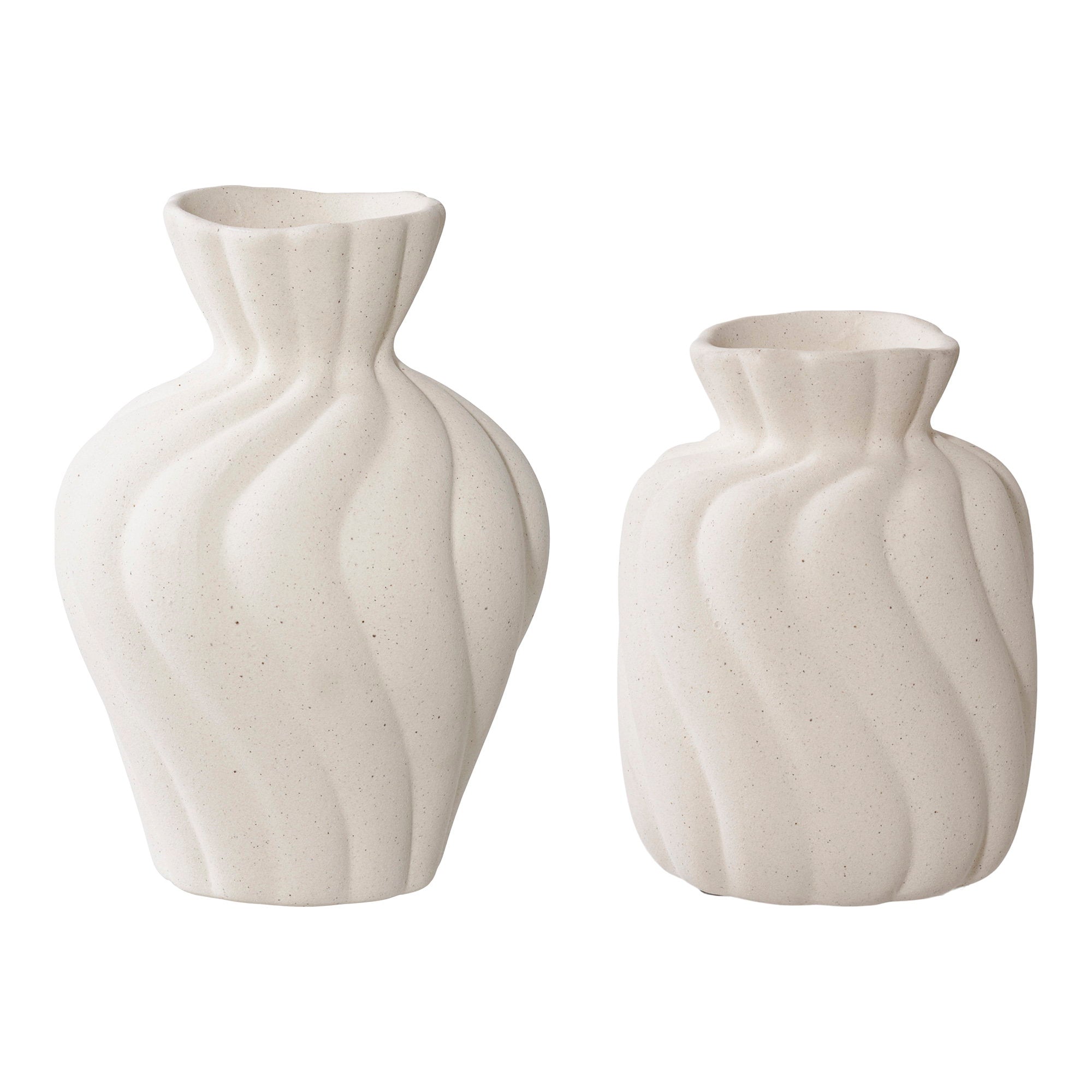 Vaas - Vaas, van keramiek, wit, set van 2