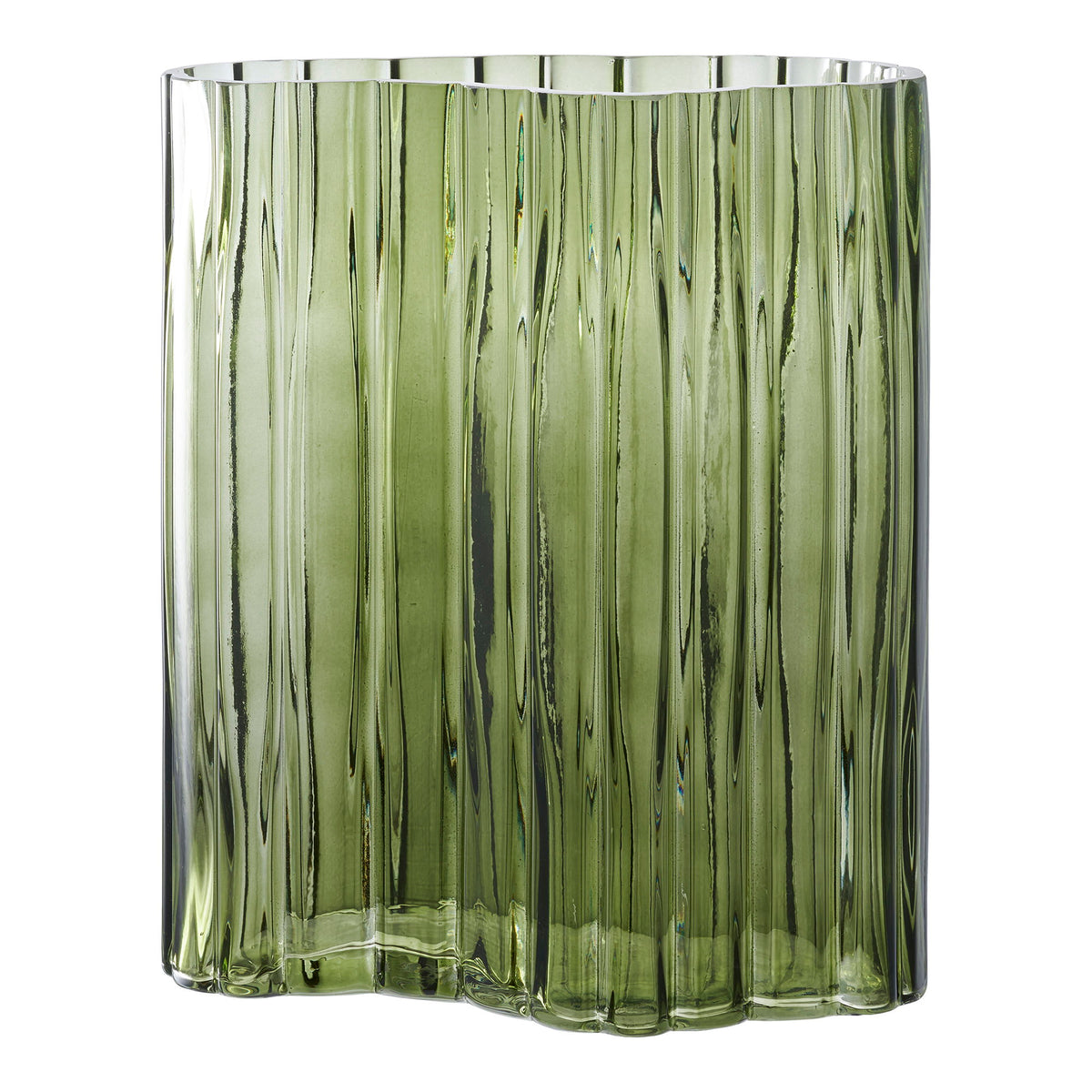 Vaas - glas, gerookt groen 21x12x26,5 cm