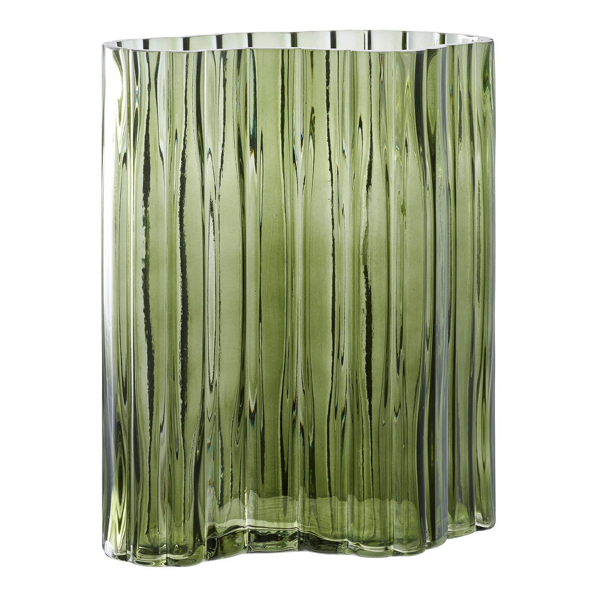 Vaas - glas, gerookt groen 21x12x26,5 cm