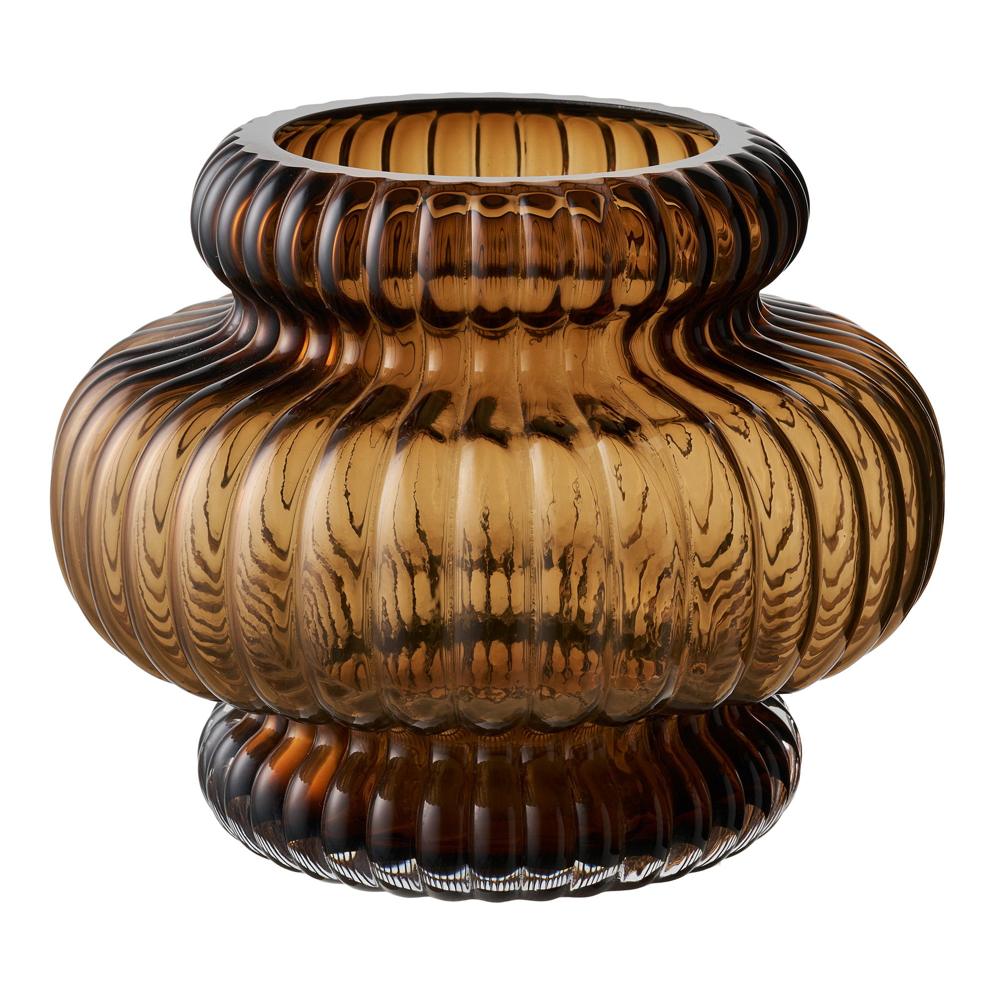 Vaas - Vaas, mondgeblazen glas, gerookt bruin ø20x16 cm