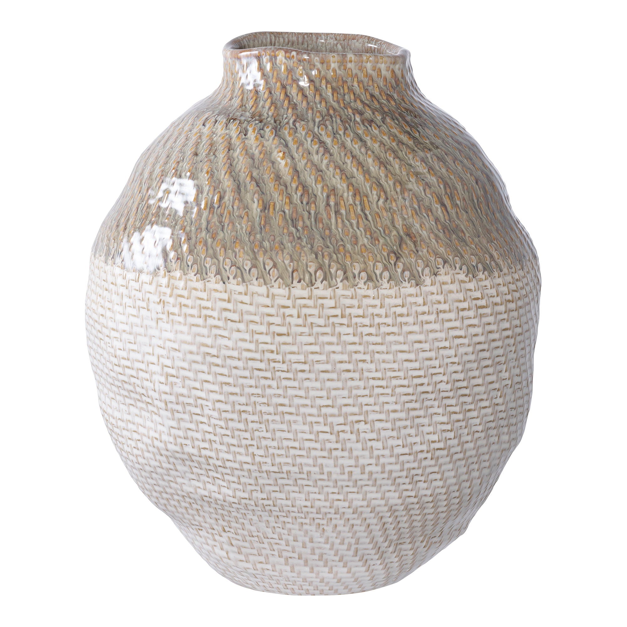 Vaas - Vaas, keramiek, wit/groen ø26x30,5 cm